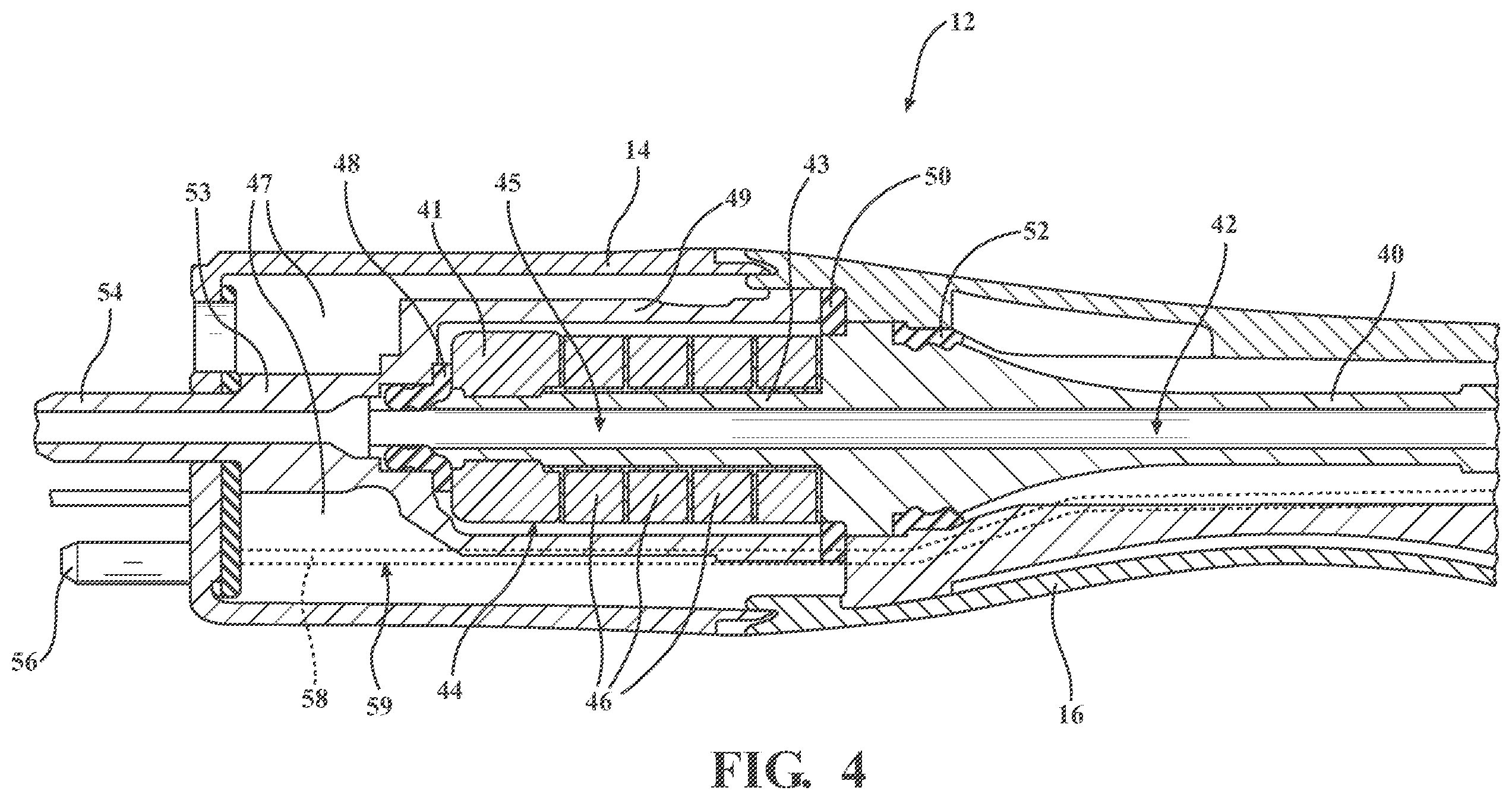 Patent US12496086 Figure 3 – Ultrasonic surgical handpiece assembly