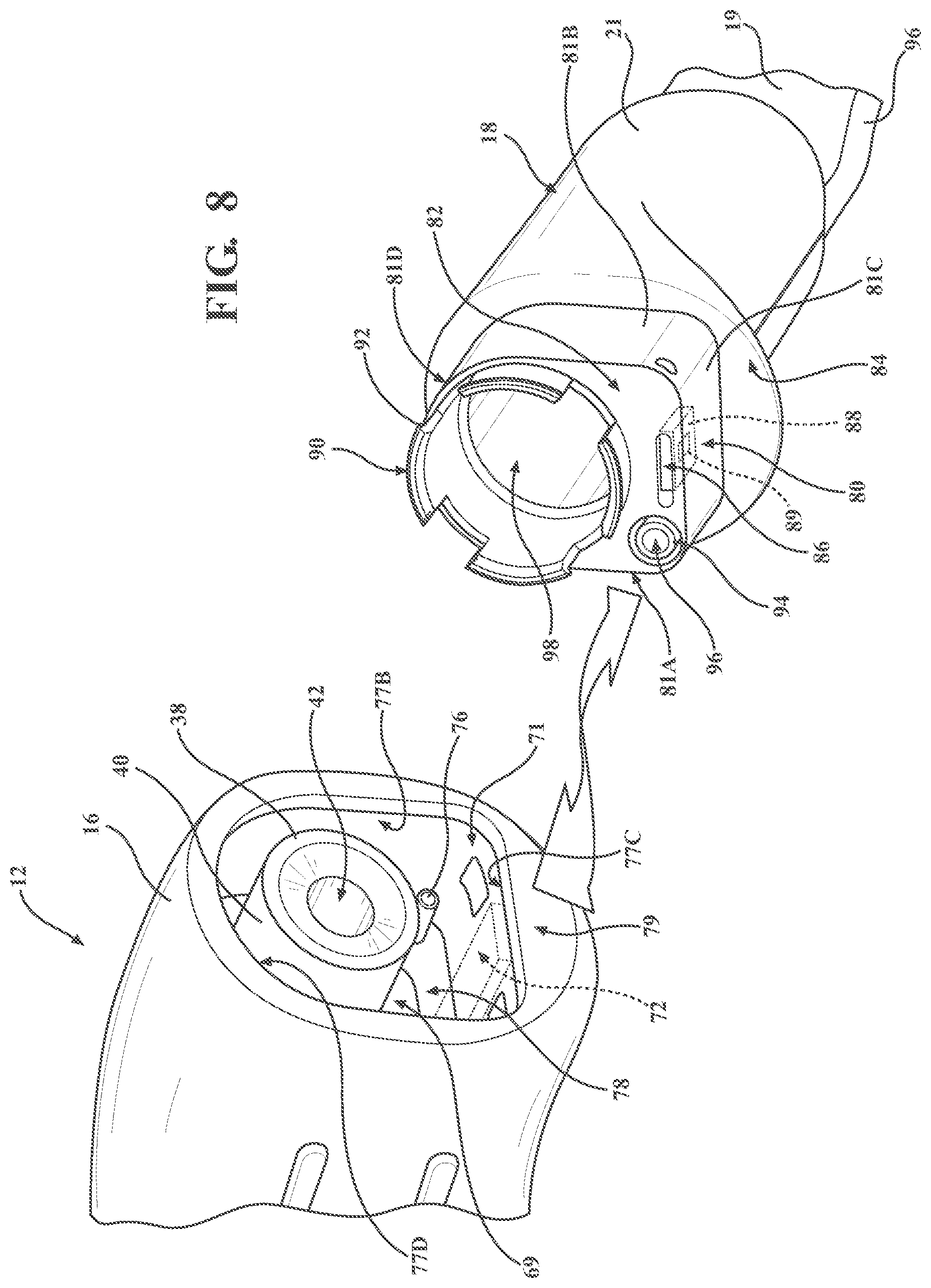 Patent US12496086 Figure 7 – Ultrasonic surgical handpiece assembly
