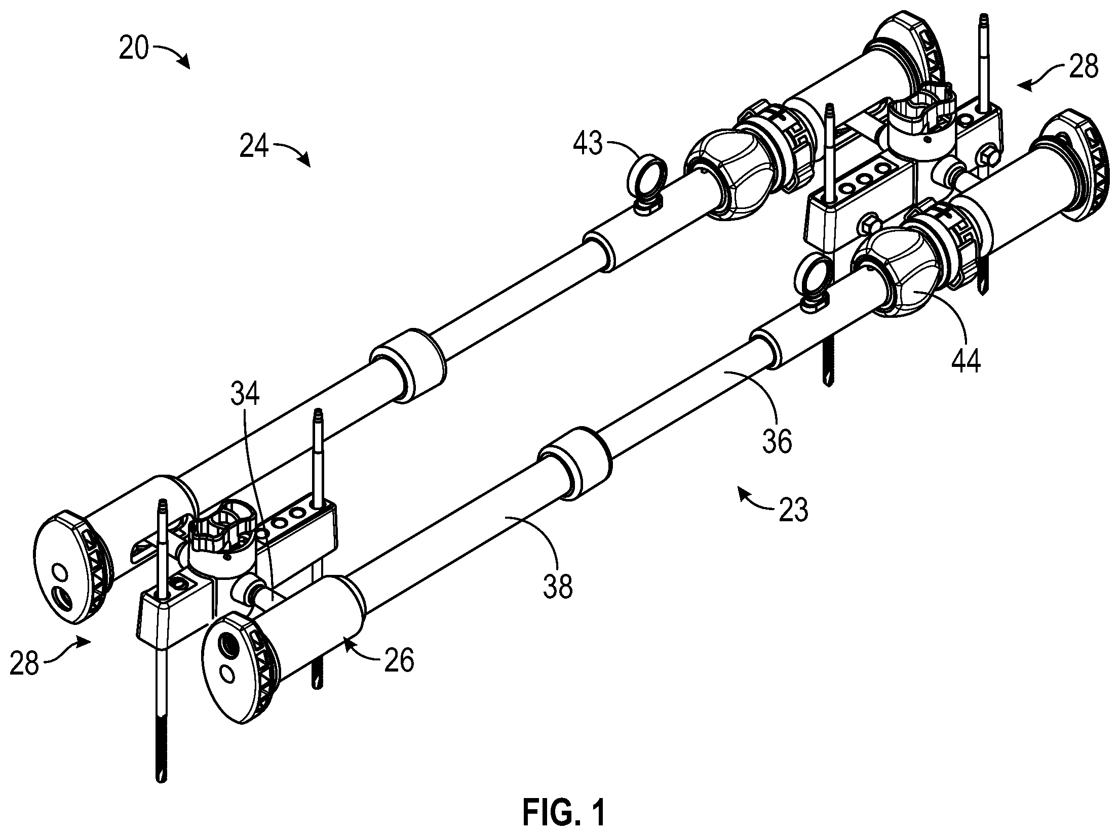 Patent US12496098 Figure 1 – Bone fixator with removable portion