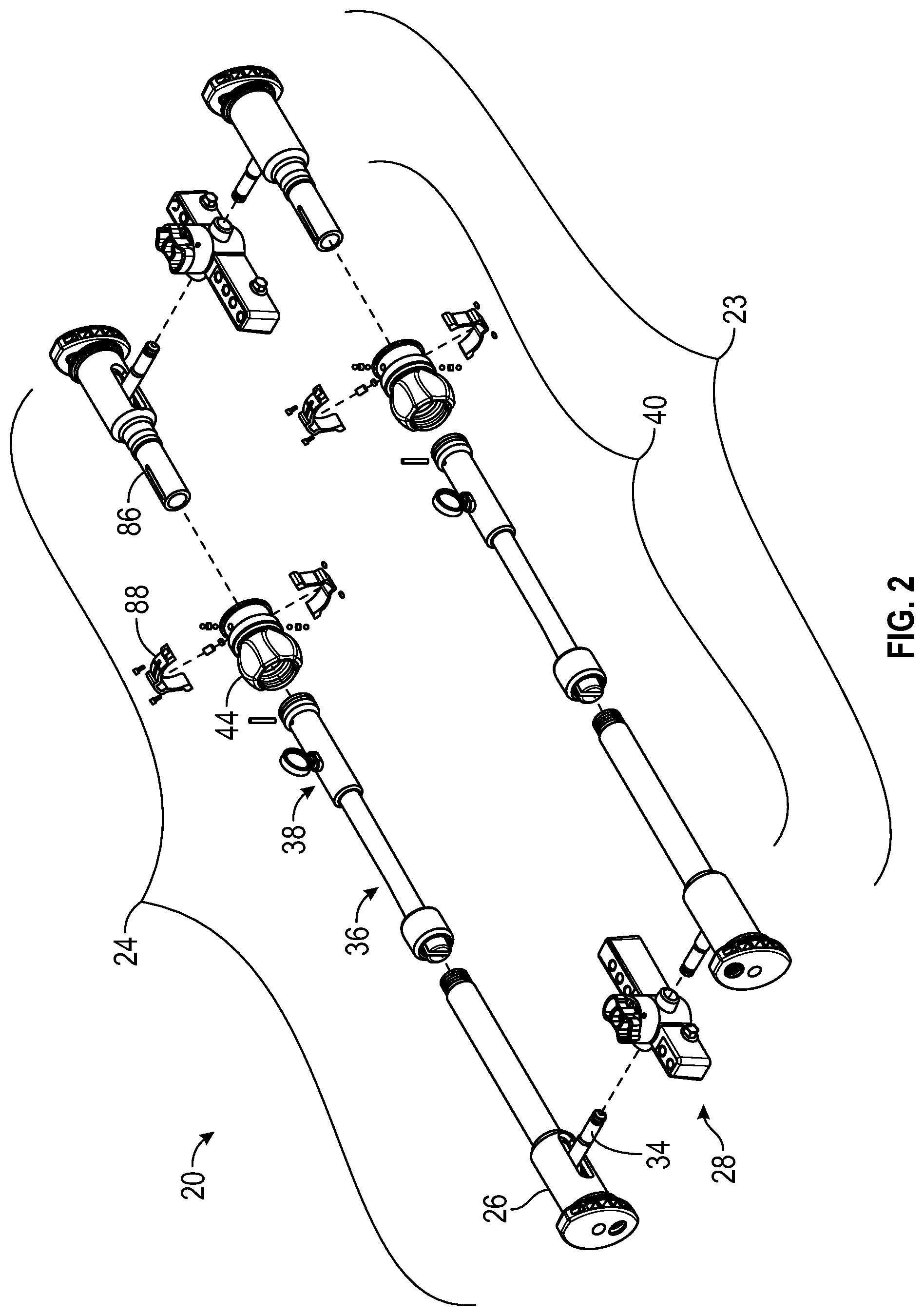Patent US12496098 Figure 2 – Bone fixator with removable portion
