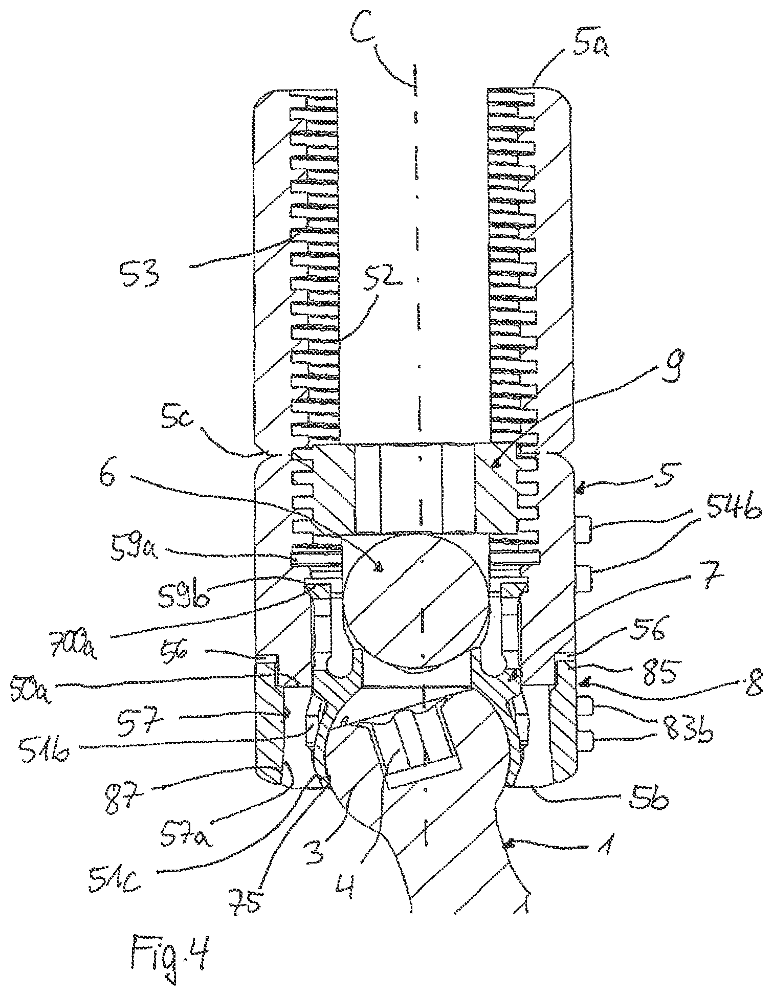 Patent US12496099 Figure 3 – Polyaxial bone anchoring device and system including an instrument and a polyaxial bone anchoring device