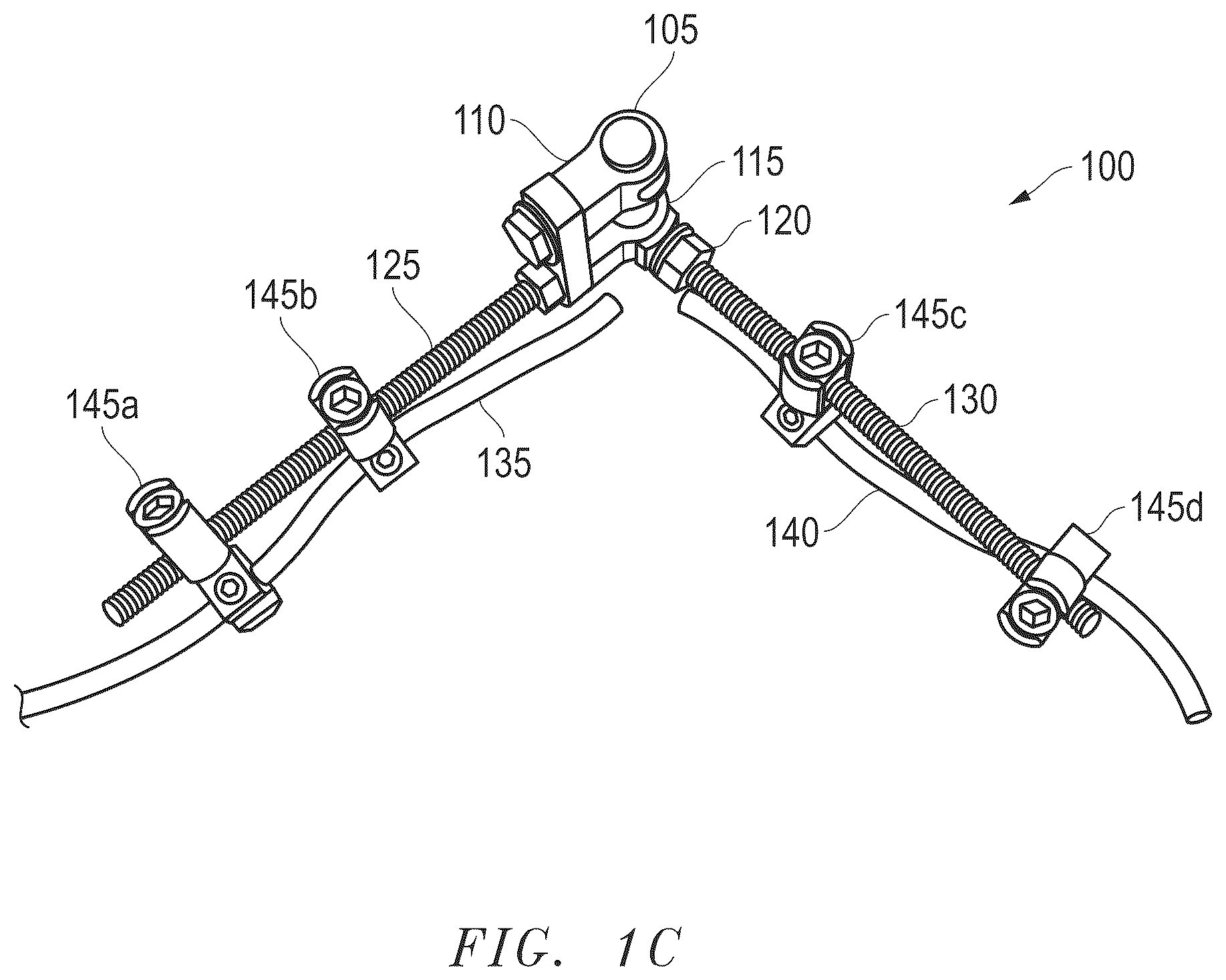 Patent US12496100 Figure 2 – Hinge-link spinal correction device and method