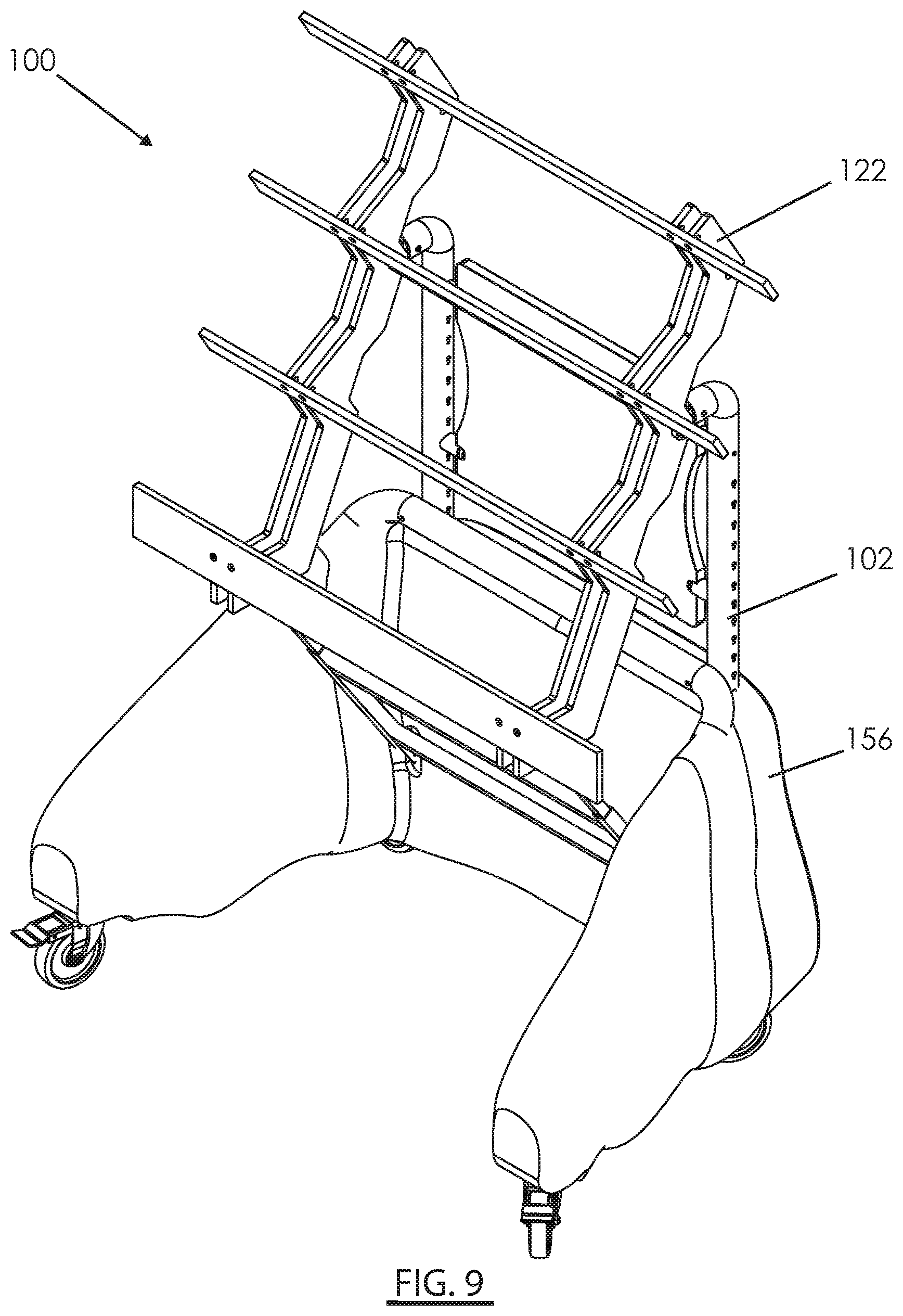 Patent US12496159 Figure 12 – Cantilever organizational rack system for supporting surgical instrumentation