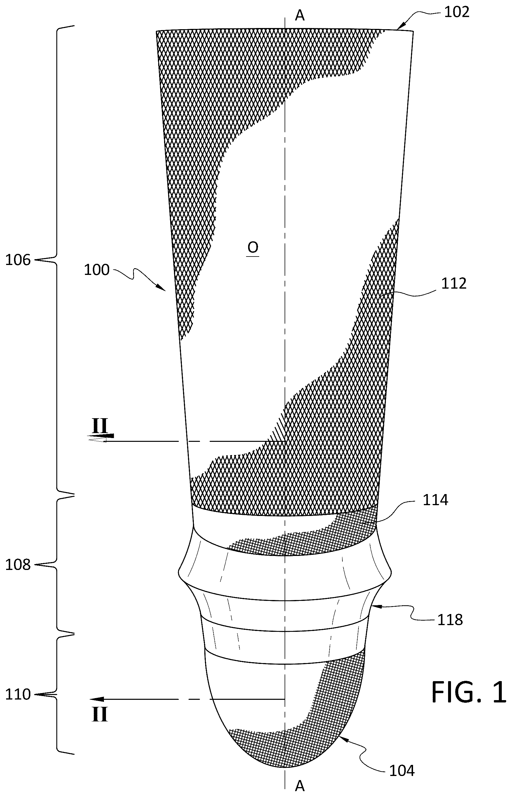 Patent US12496199 Figure 1 – Ventilated prosthetic liner