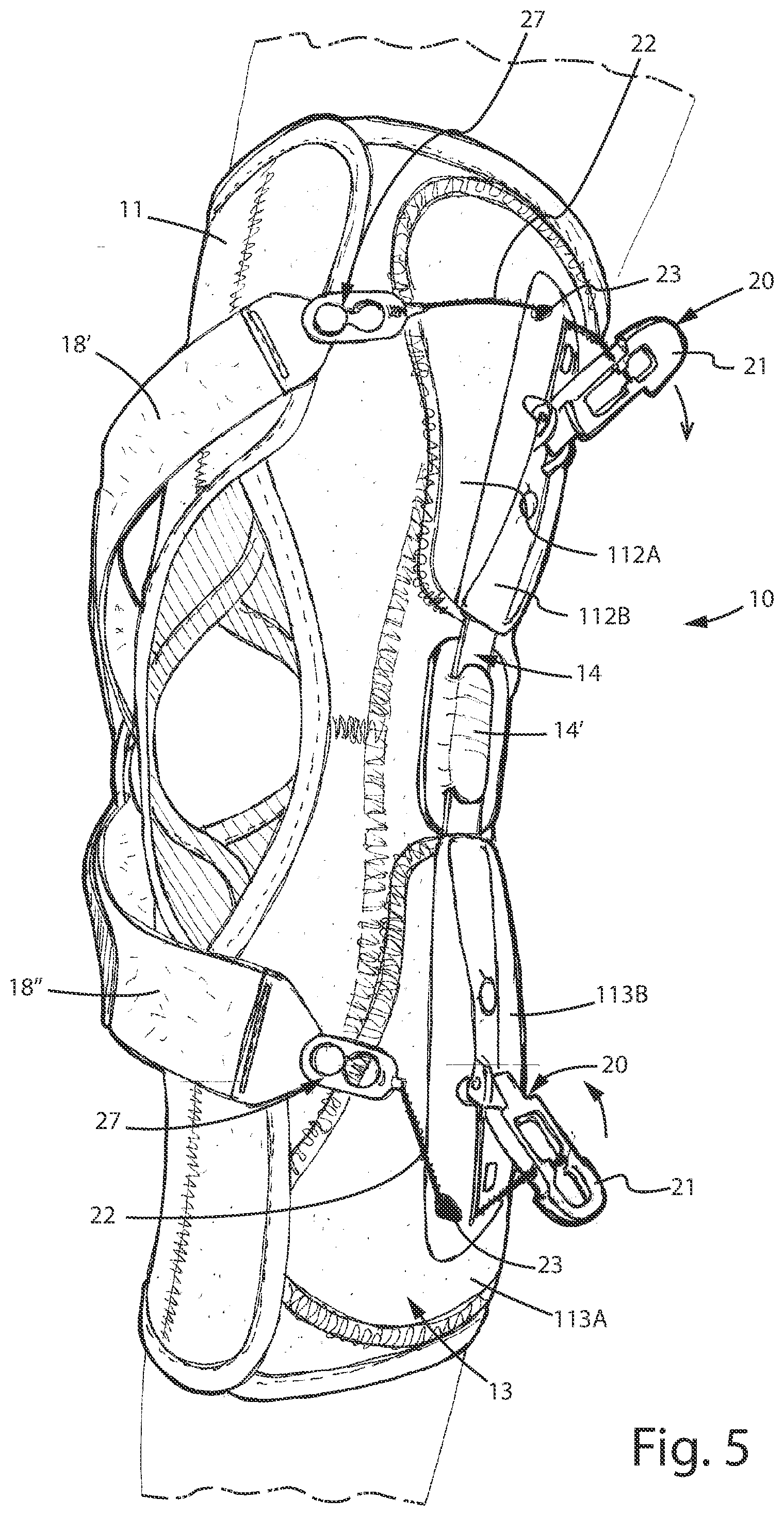 Patent US12496205 Figure 5 – Knee brace for the treatment of gonarthrosis