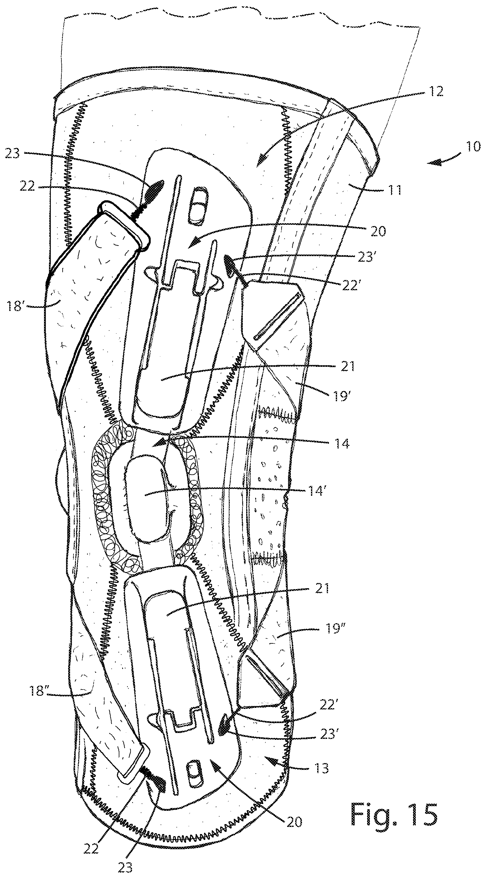 Patent US12496205 Figure 12 – Knee brace for the treatment of gonarthrosis
