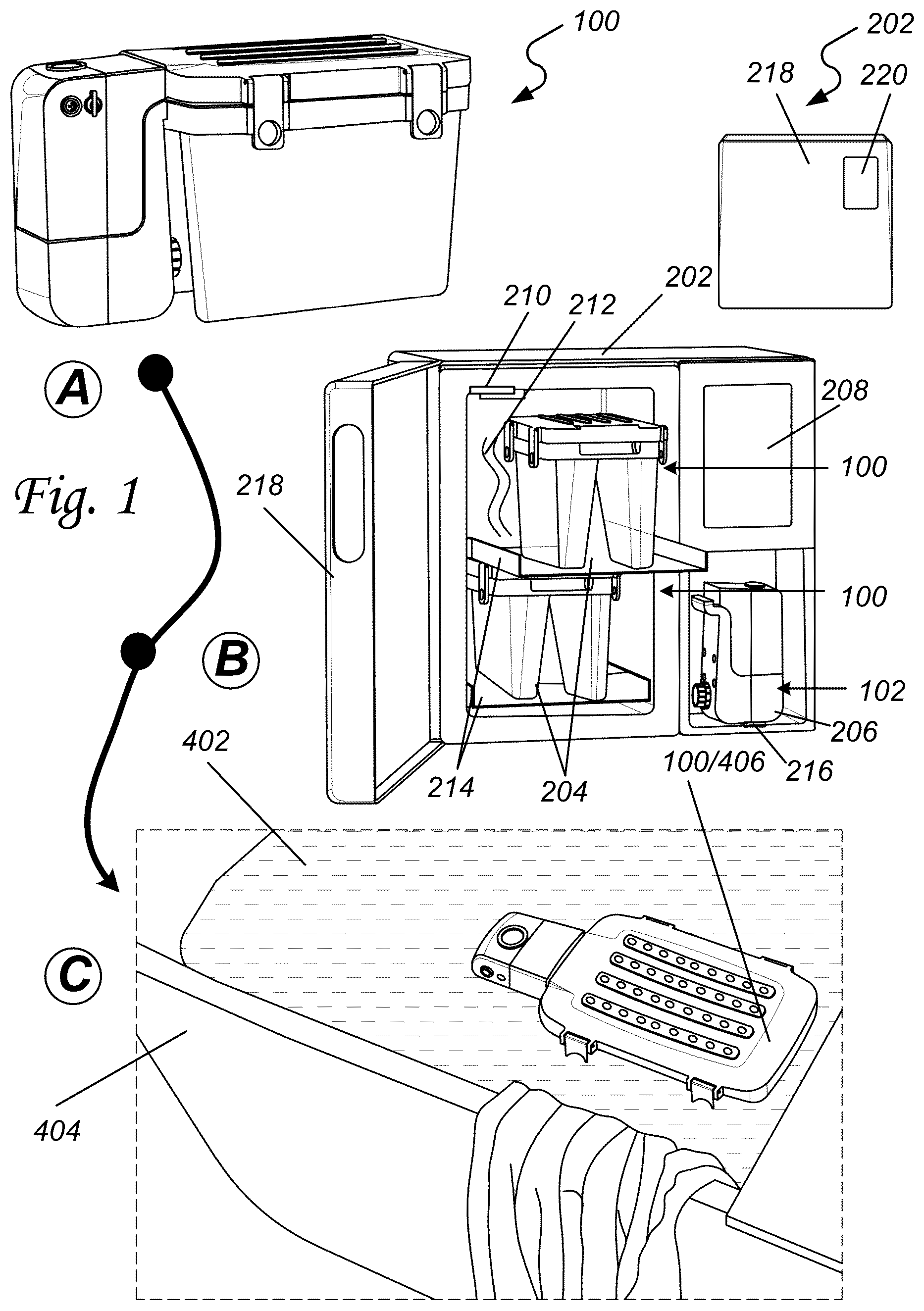 Patent US12496214 Figure 1 – Modular cold therapy system with directed water circulation and ice geometry enhancements