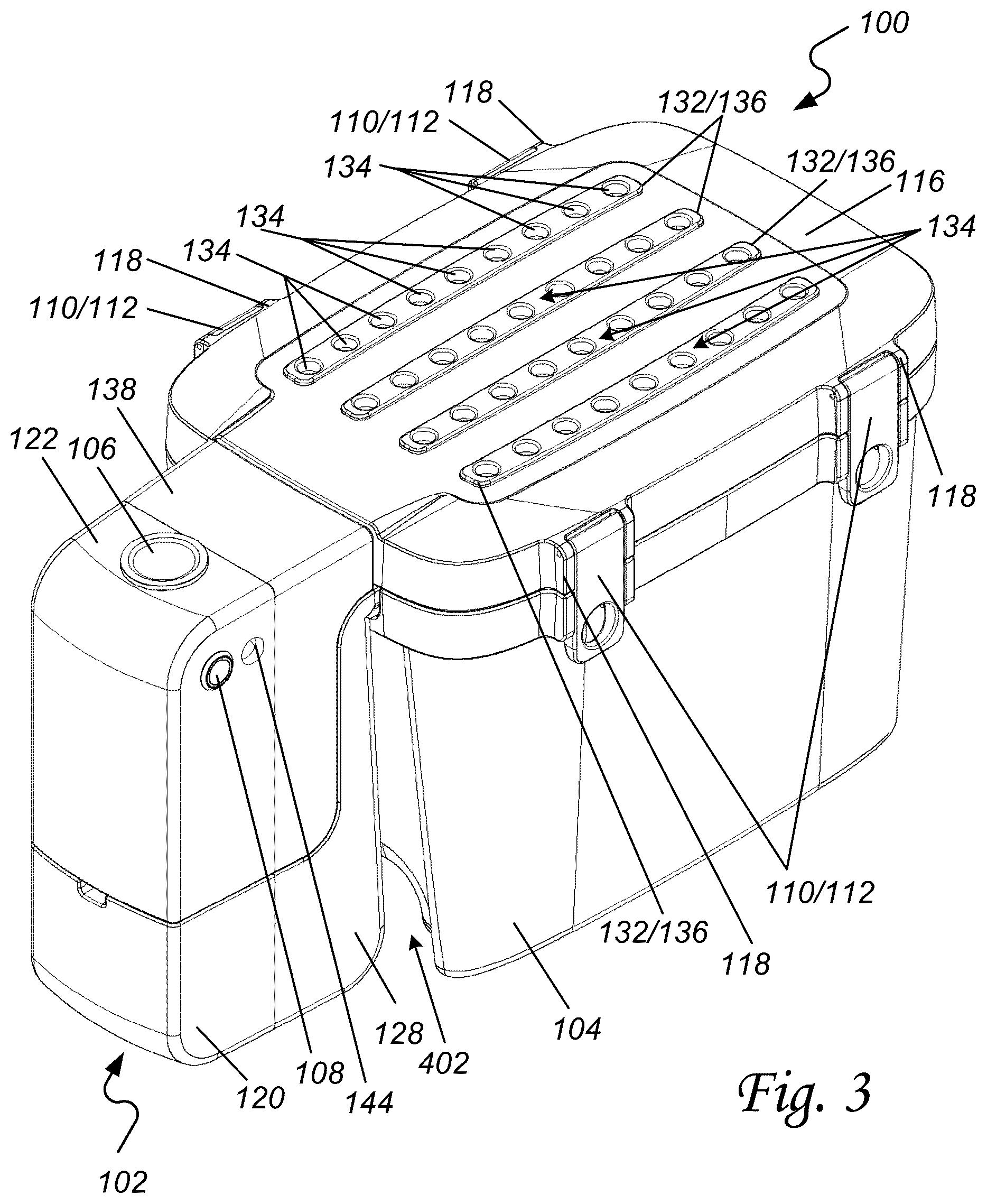 Patent US12496214 Figure 3 – Modular cold therapy system with directed water circulation and ice geometry enhancements