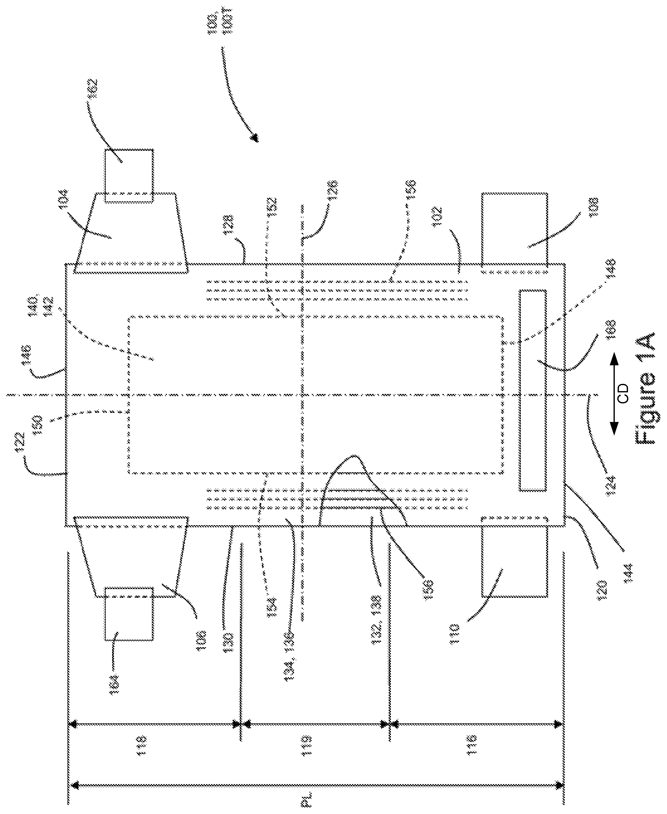 Patent US12496232 Figure 1 – Absorbent article having a waist gasketing element