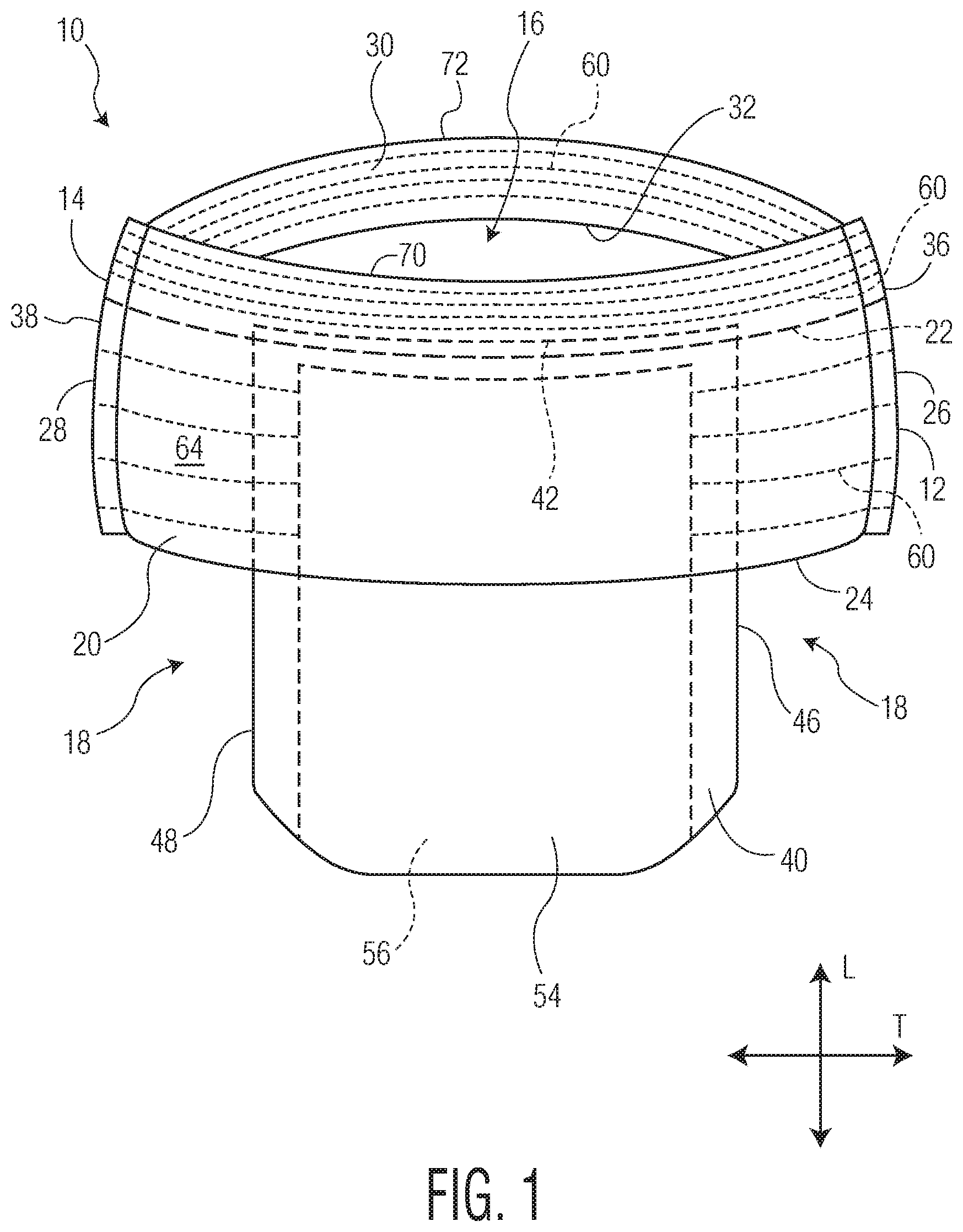 Patent US12496236 Figure 1 – Absorbent article