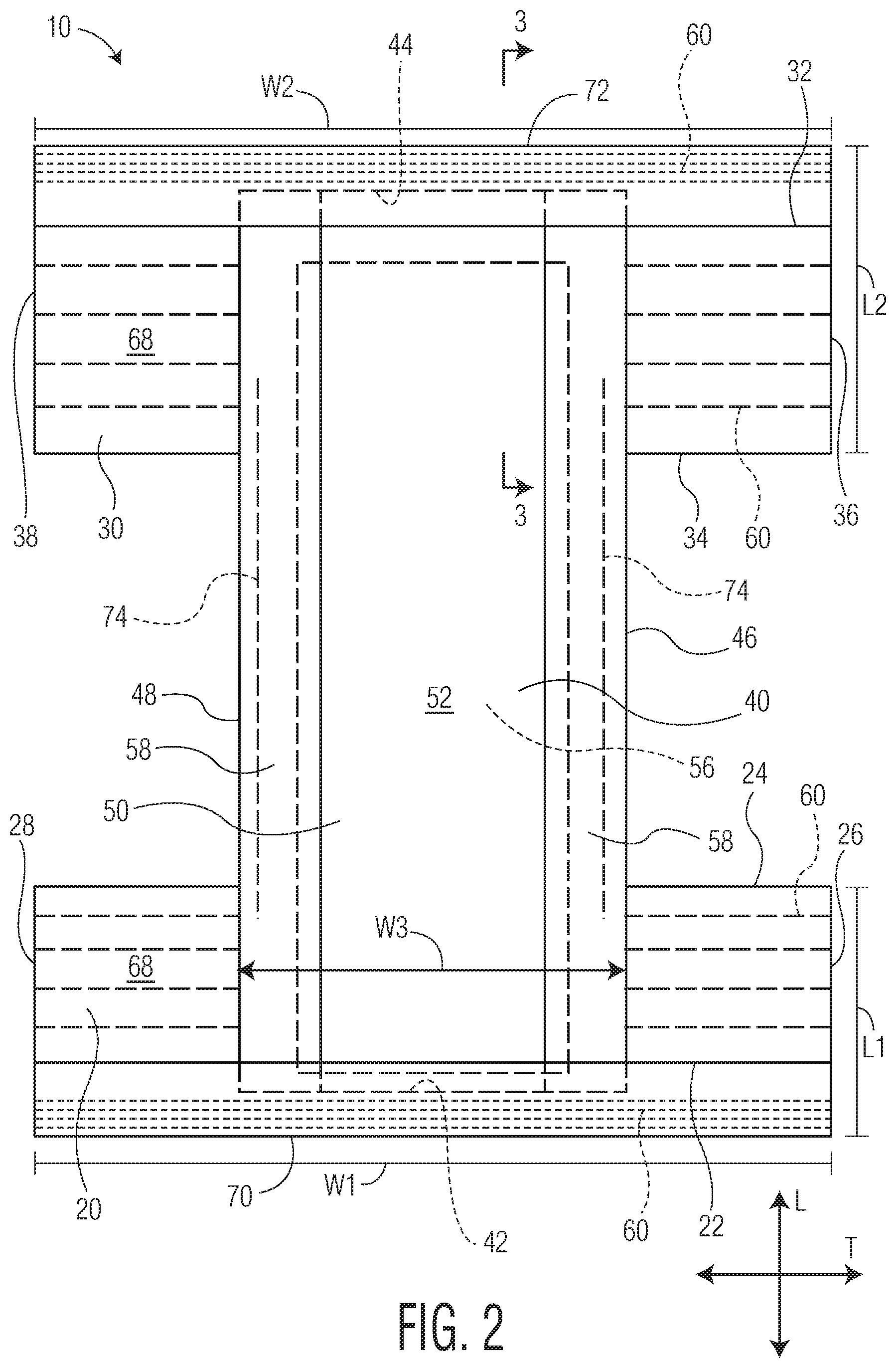 Patent US12496236 Figure 2 – Absorbent article