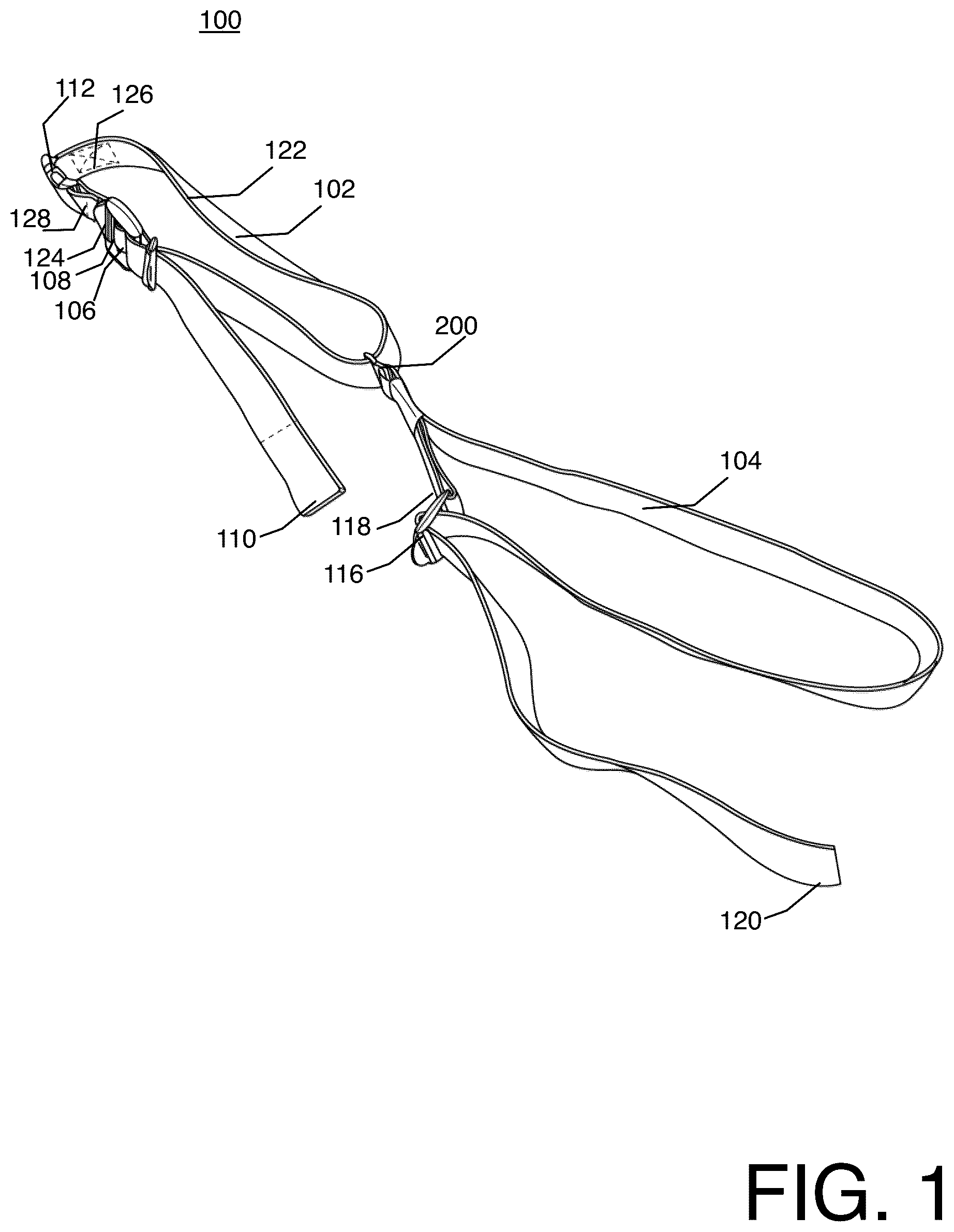 Patent US12496244 Figure 1 – Fireman's carry harness