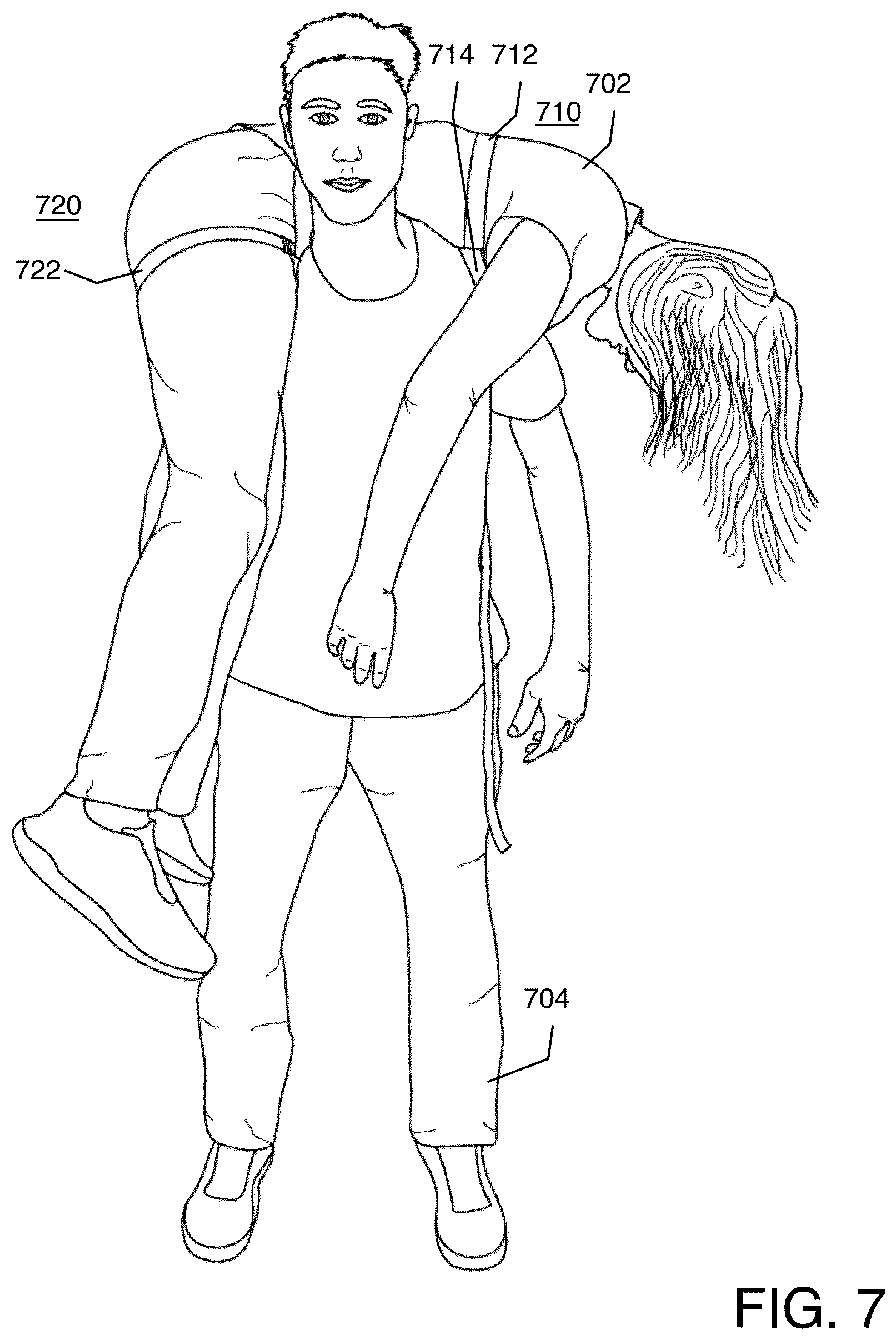 Patent US12496244 Figure 5 – Fireman's carry harness