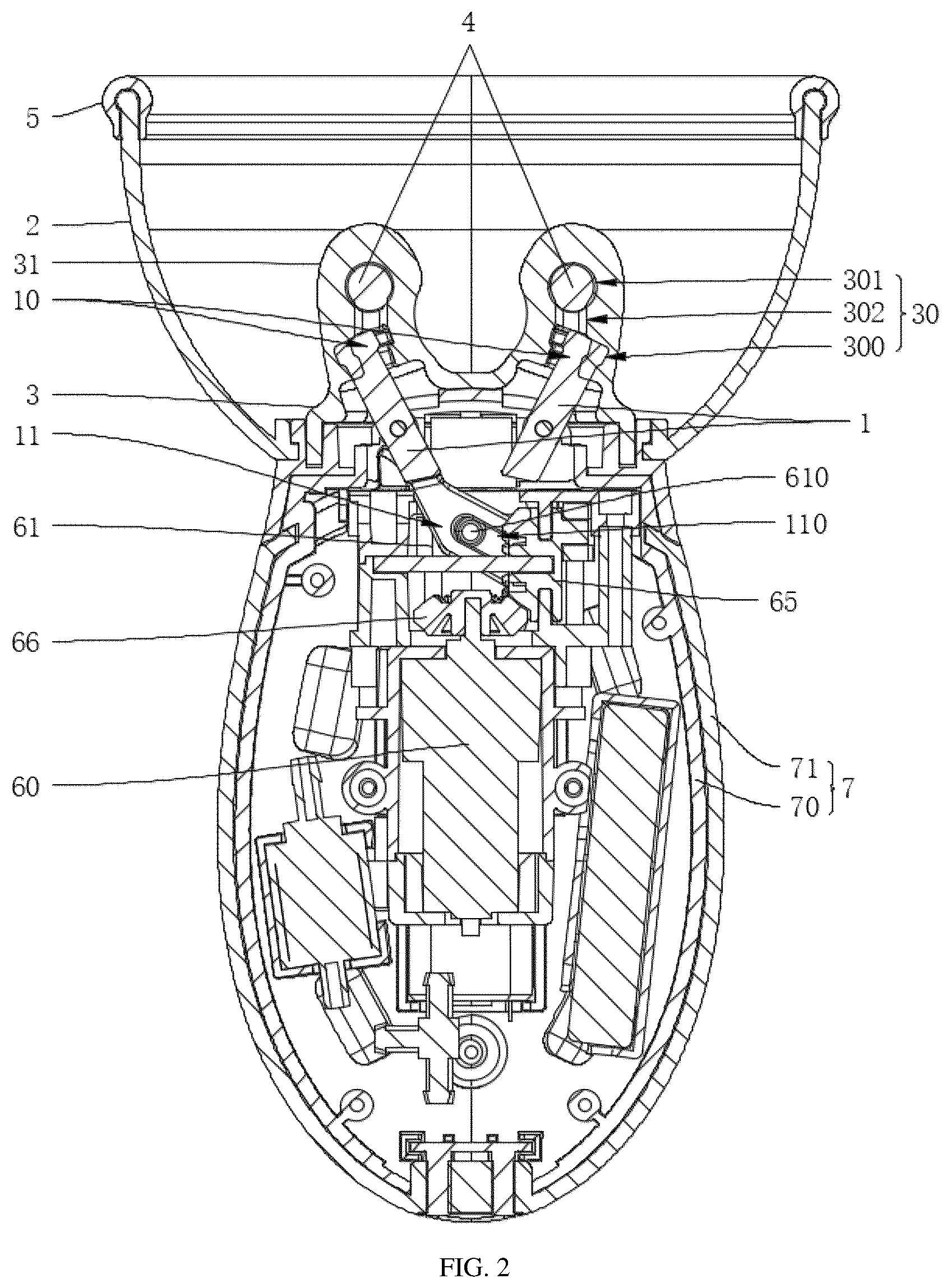 Patent US12496247 Figure 2 – Clamping-kneading massage structure and massager