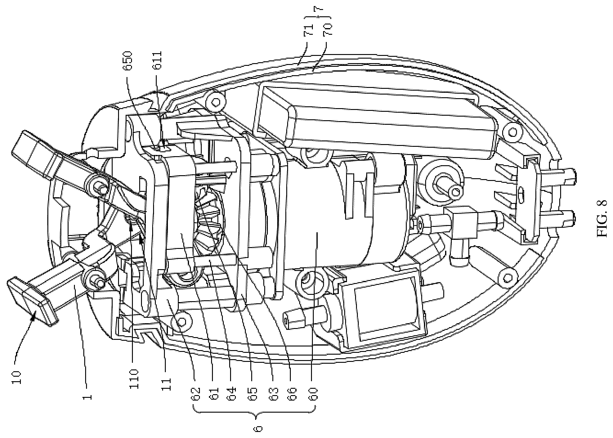 Patent US12496247 Figure 8 – Clamping-kneading massage structure and massager