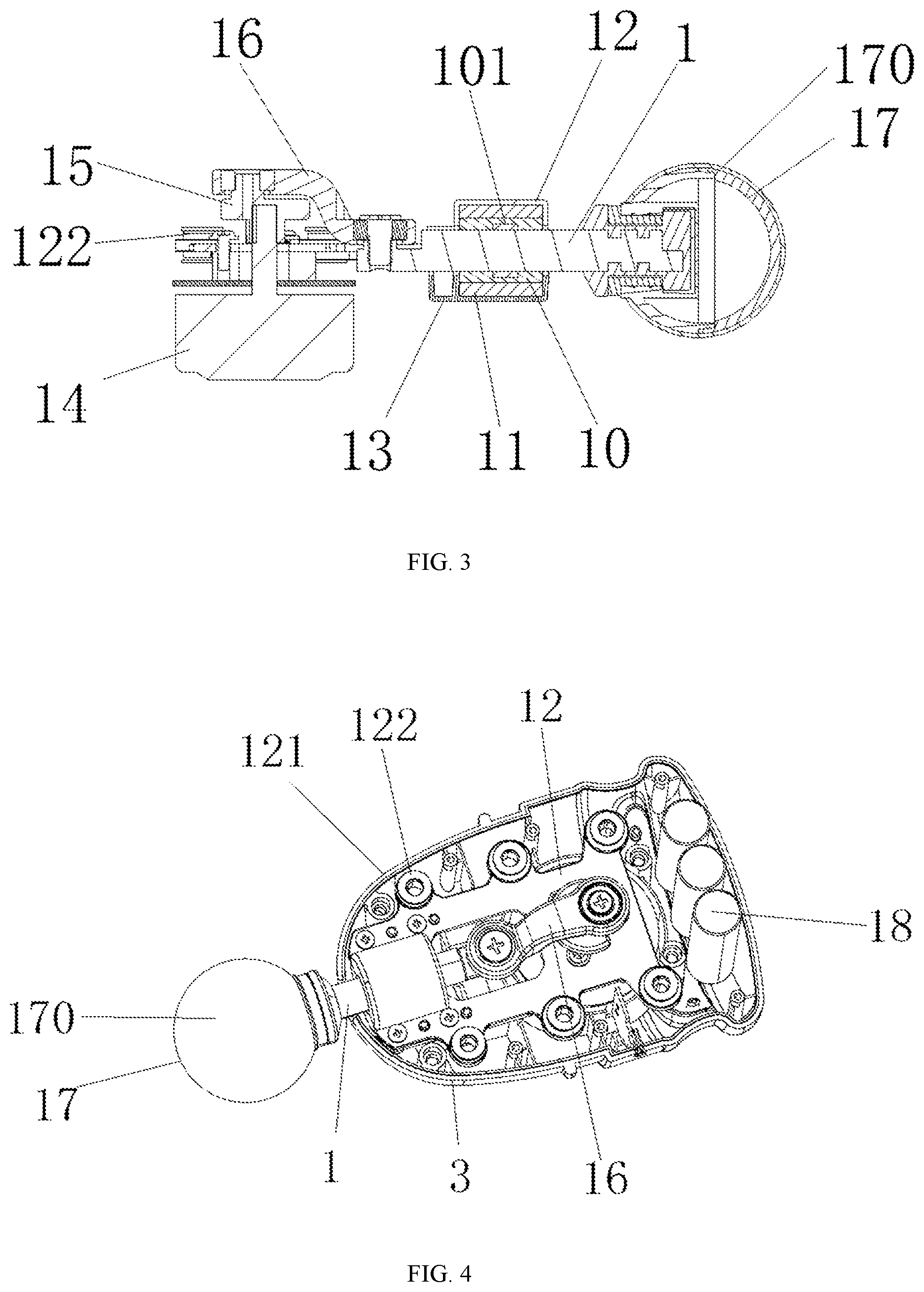 Patent US12496251 Figure 3 – Hand-held low-noise shock-absorbing electric massager