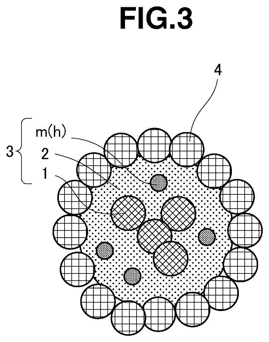 Patent US12496277 Figure 2 – Granulation composition formed from core particles, coating particles and a binder