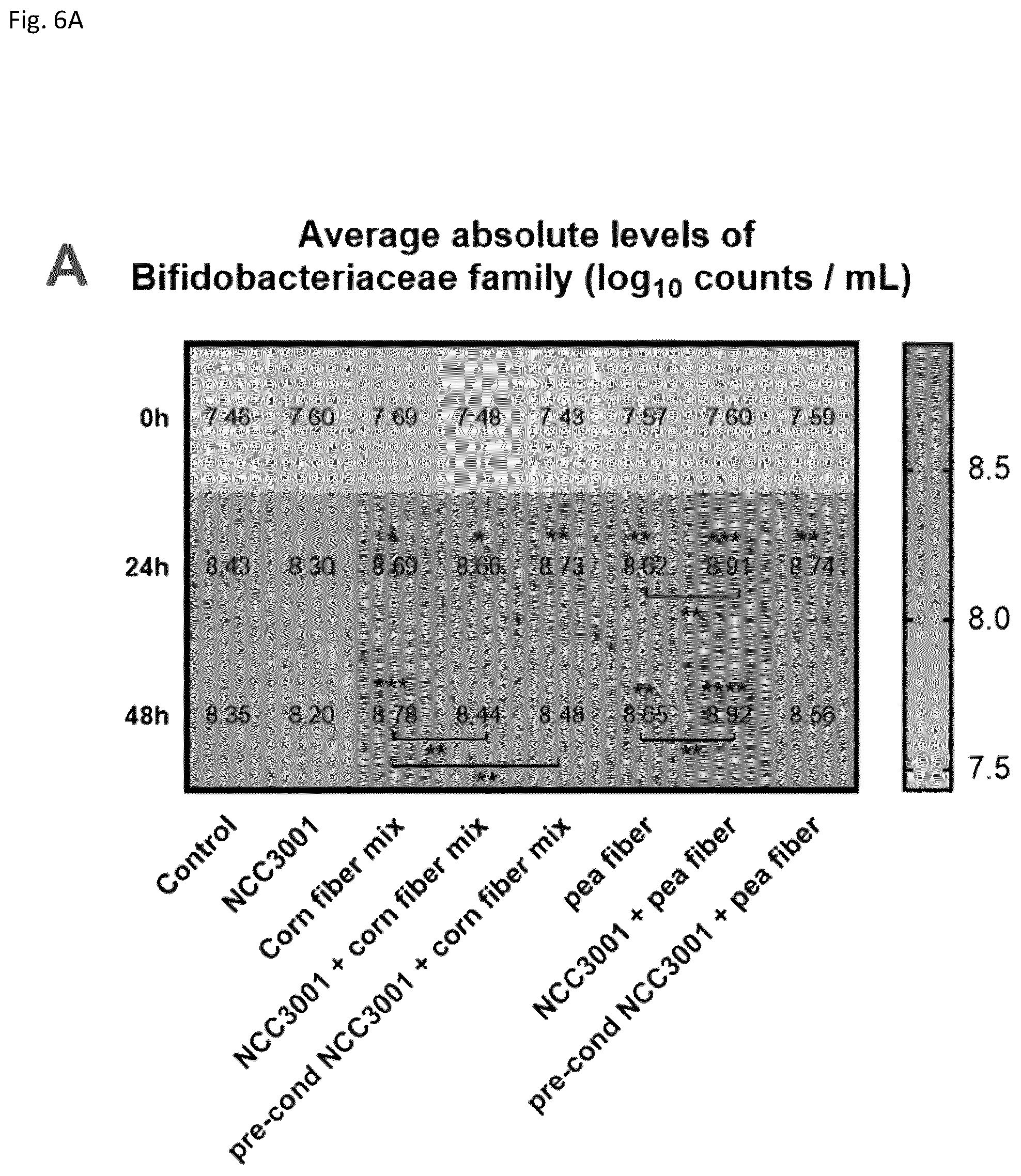 Patent US12496324 Figure 6 – Insoluble fibre fermentability and short chain fatty acid production by Bifidobacterium longum