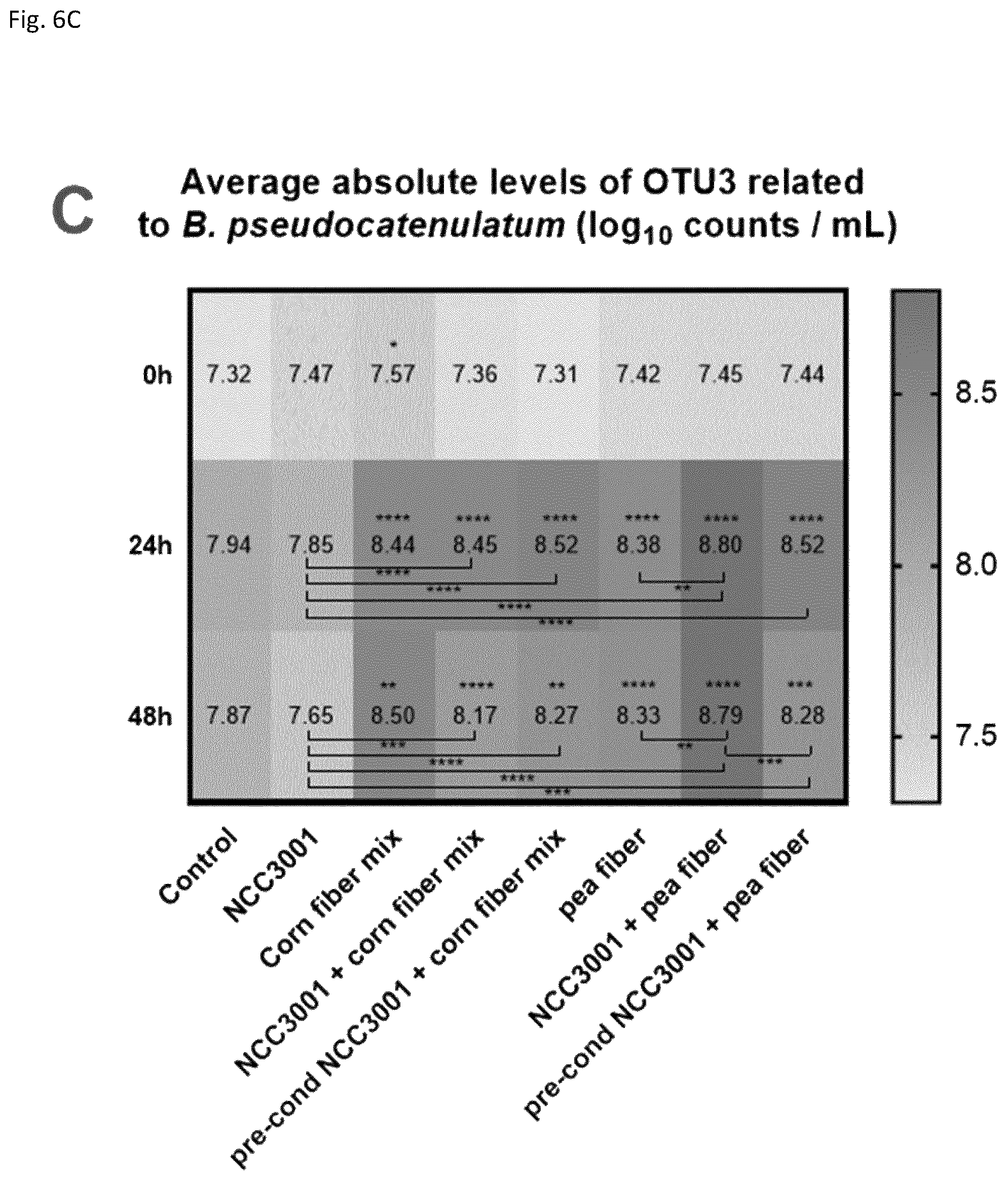 Patent US12496324 Figure 8 – Insoluble fibre fermentability and short chain fatty acid production by Bifidobacterium longum