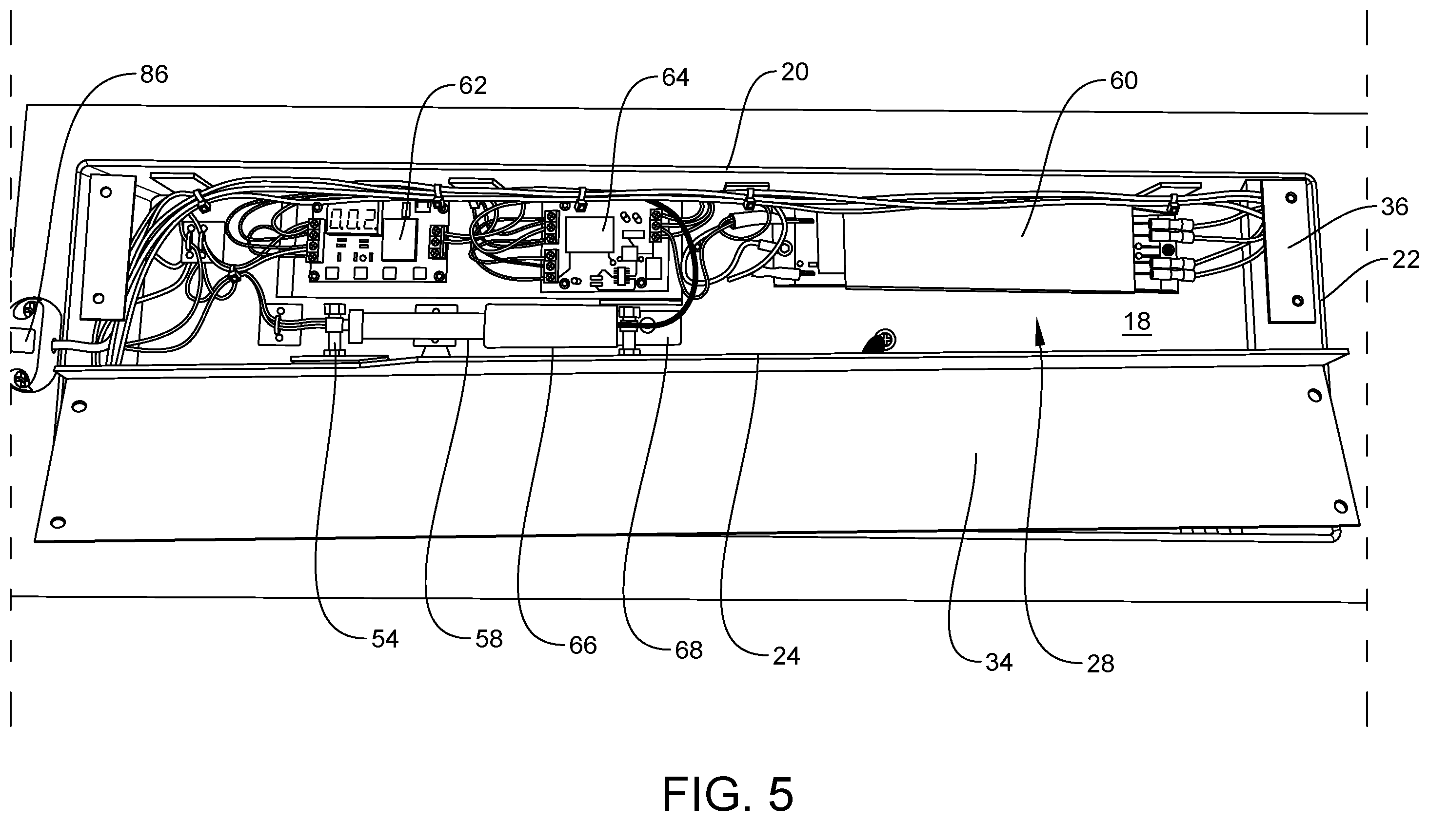 Patent US12496365 Figure 5 – UVC light assembly for ambulance patient cabin