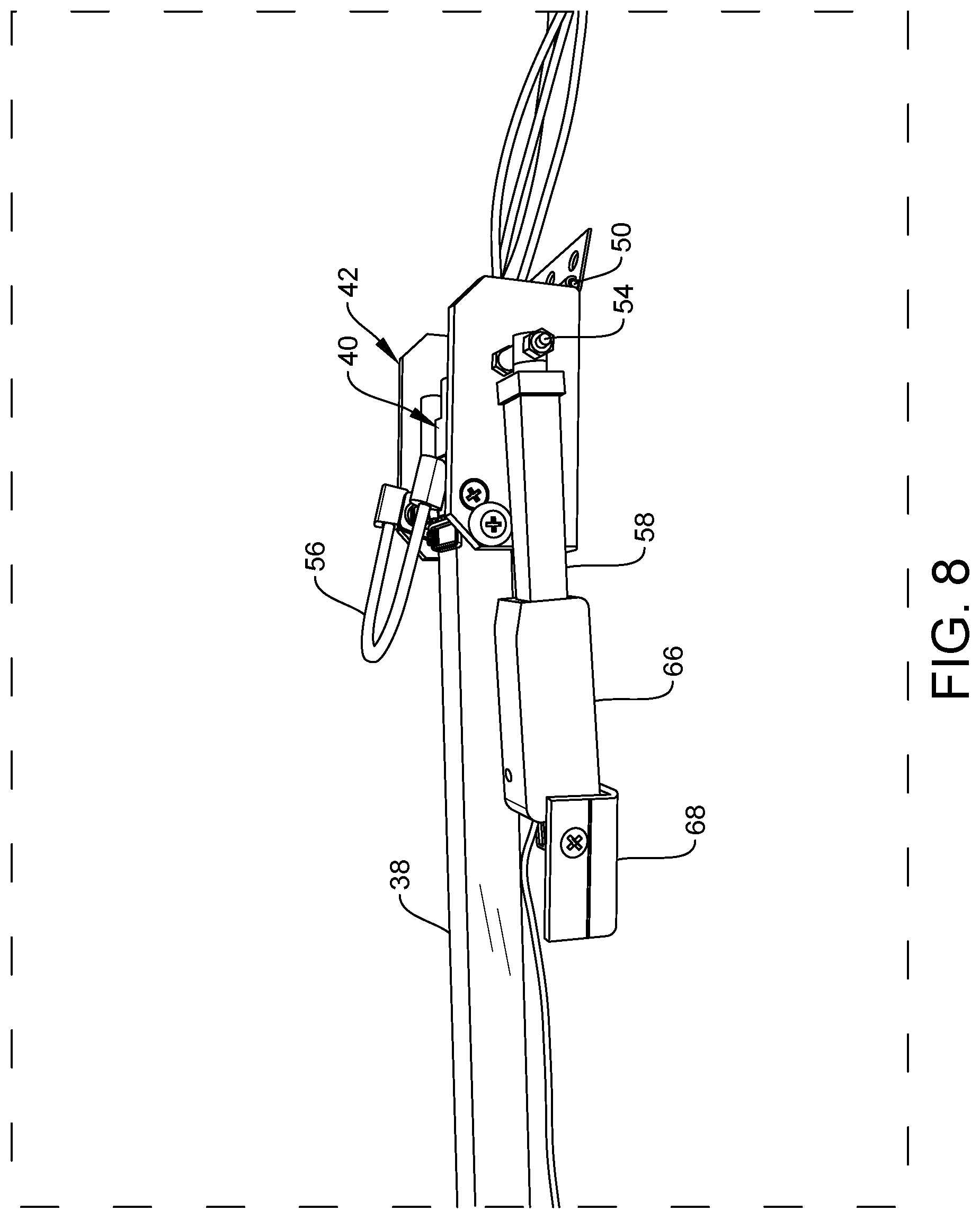 Patent US12496365 Figure 8 – UVC light assembly for ambulance patient cabin