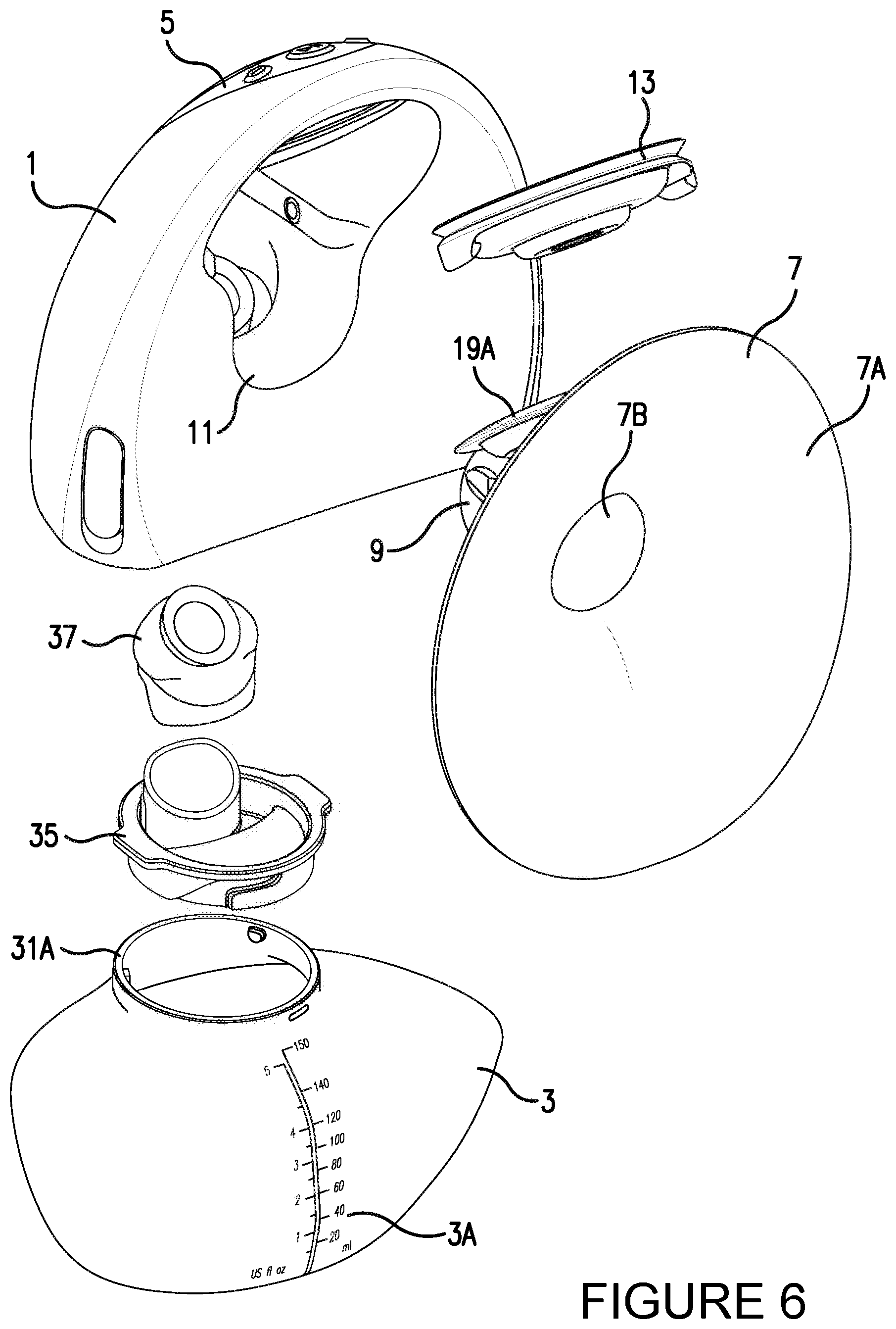 Patent US12496381 Figure 6 – Breast pump system