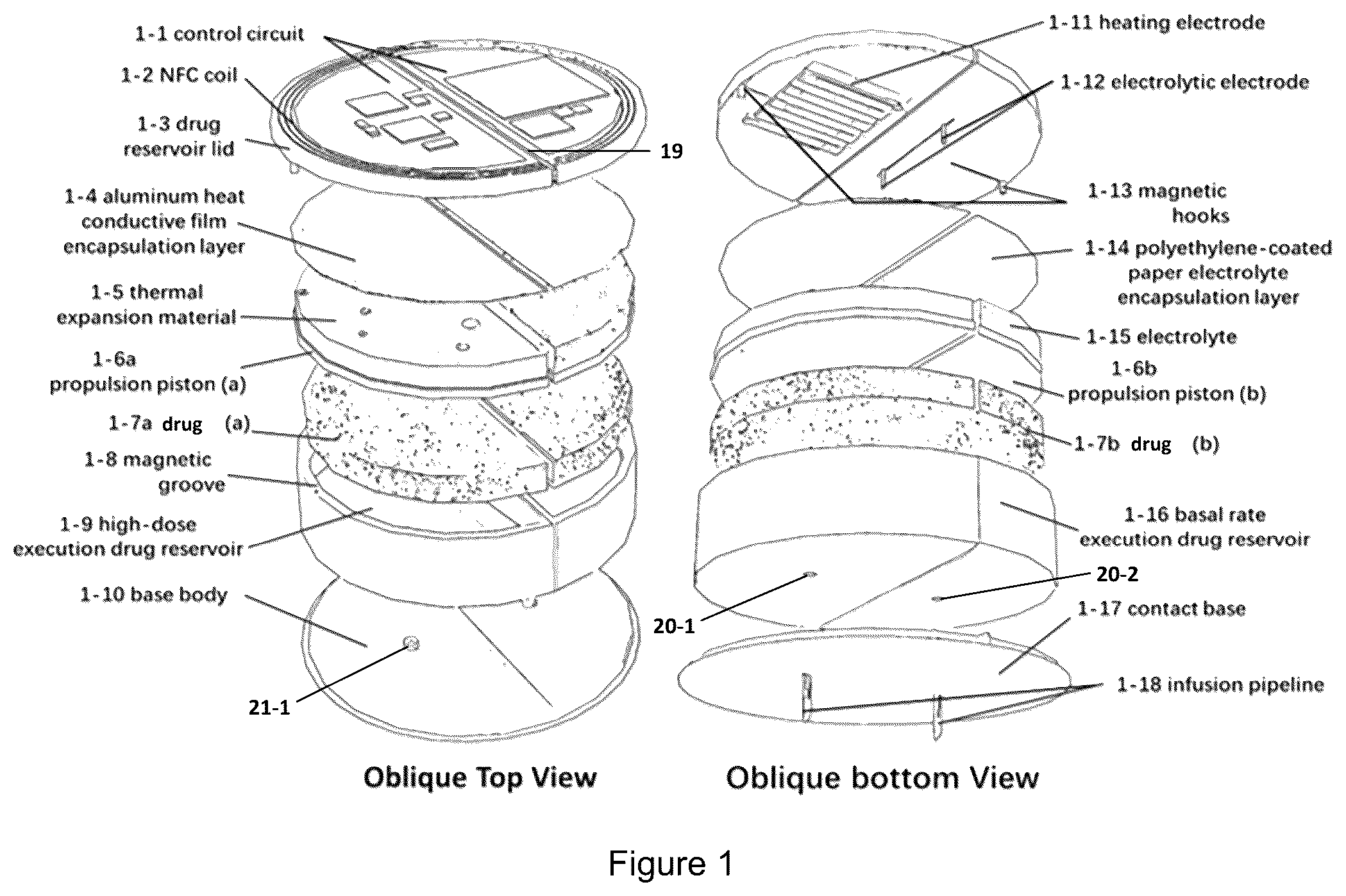 Patent US12496393 Figure 1 – Ultra-miniaturized wireless-controlled patch type drug pump and its preparation method