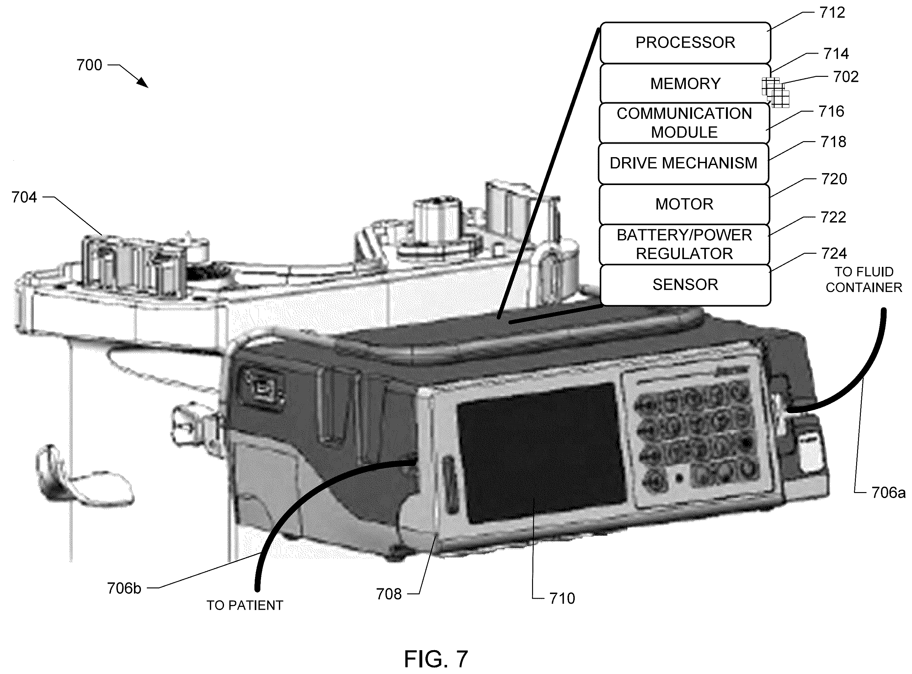 Patent US12496394 Figure 7 – Systems and methods for occlusion detection in infusion pumps