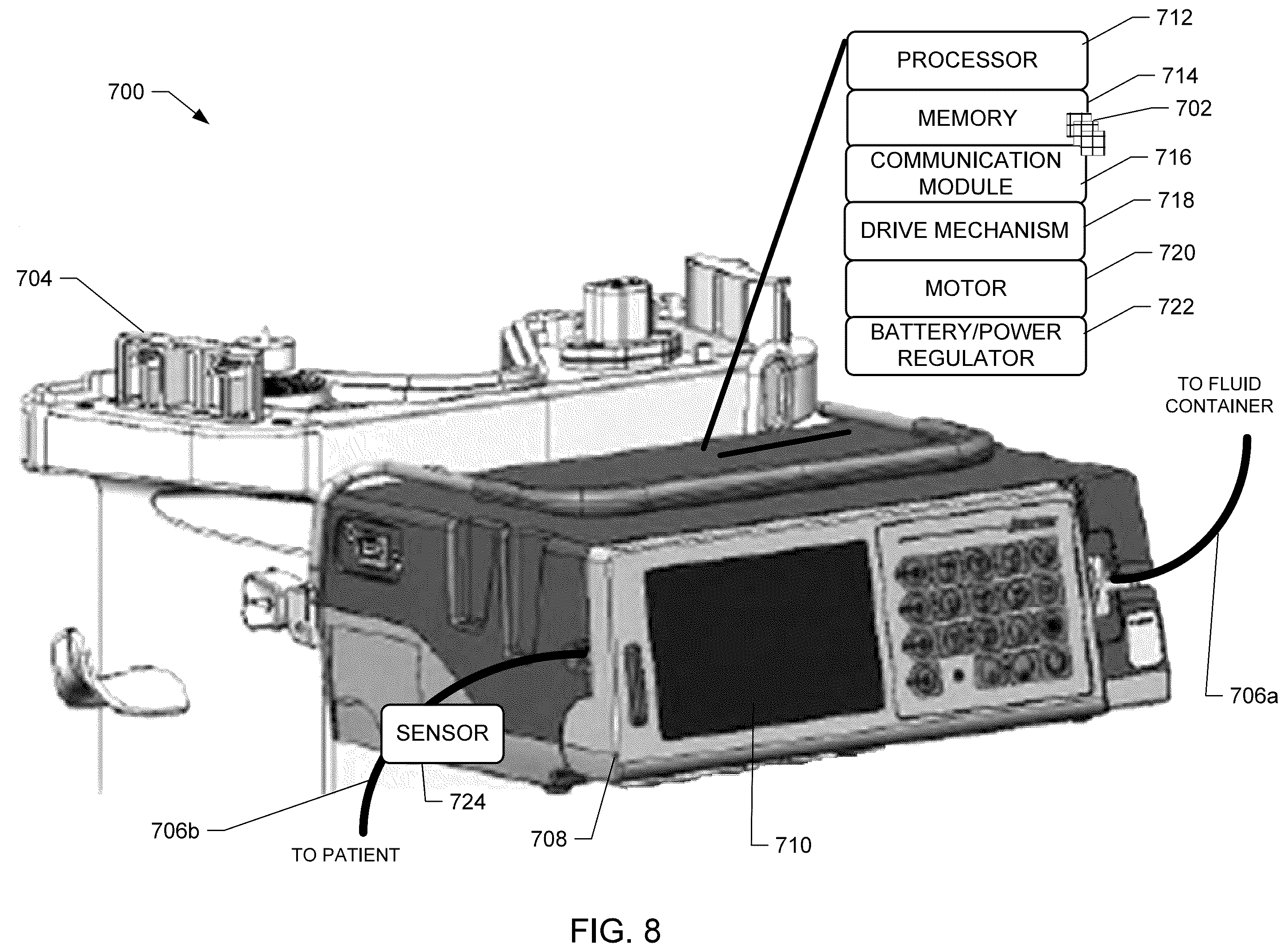 Patent US12496394 Figure 8 – Systems and methods for occlusion detection in infusion pumps