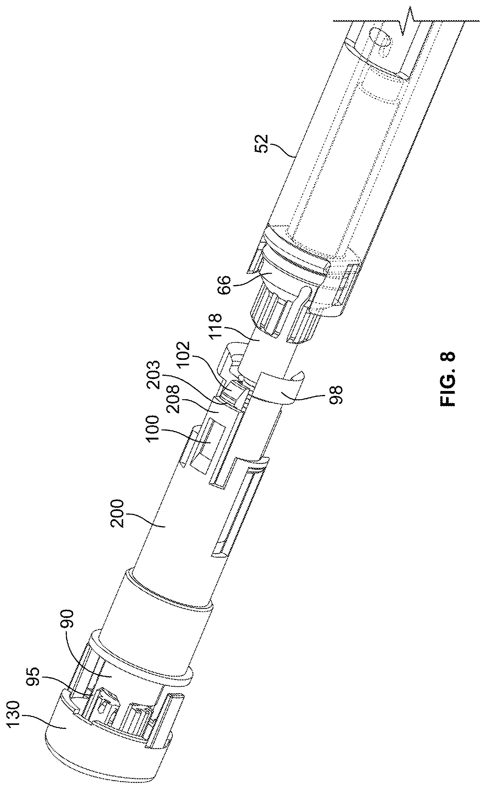 Patent US12496405 Figure 8 – Medicament delivery device with a locking mechanism