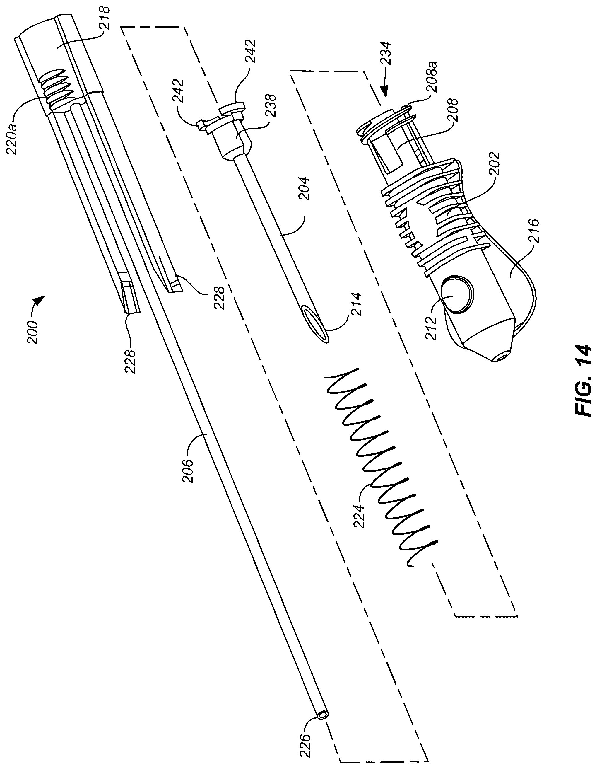 Patent US12496434 Figure 14 – Retractable needle catheter delivery apparatus