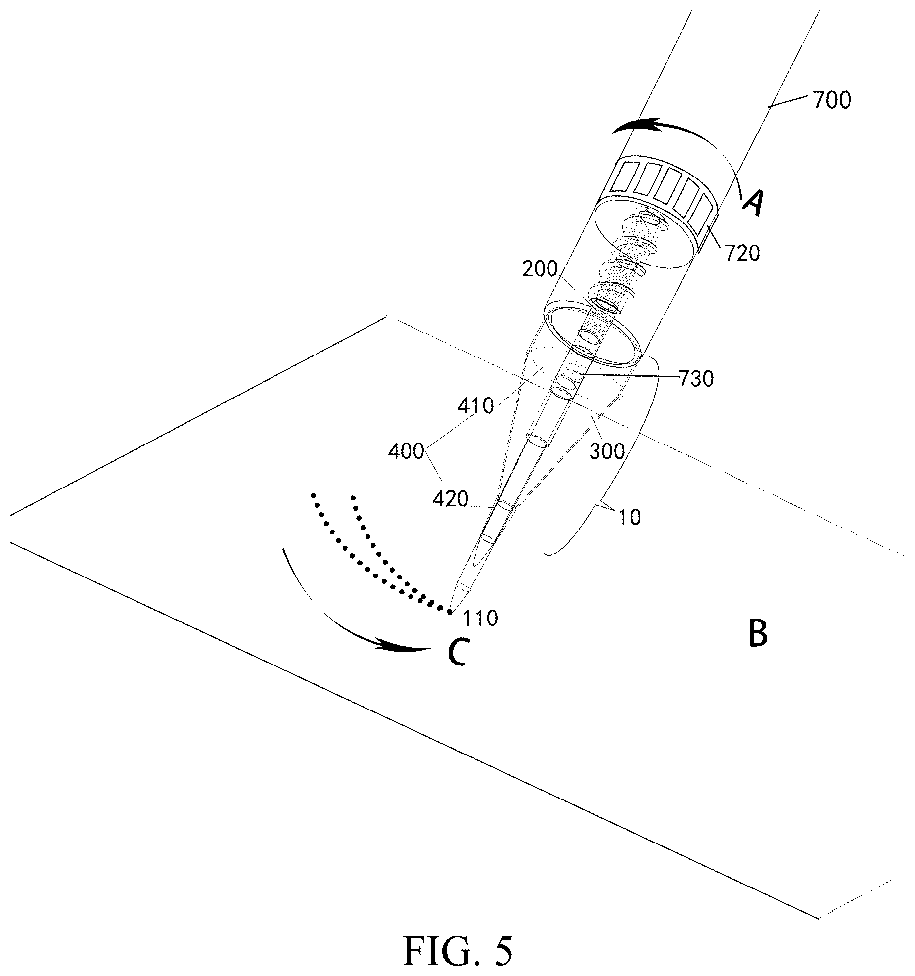 Patent US12496437 Figure 3 – Tattoo practice device and operation pen using the same