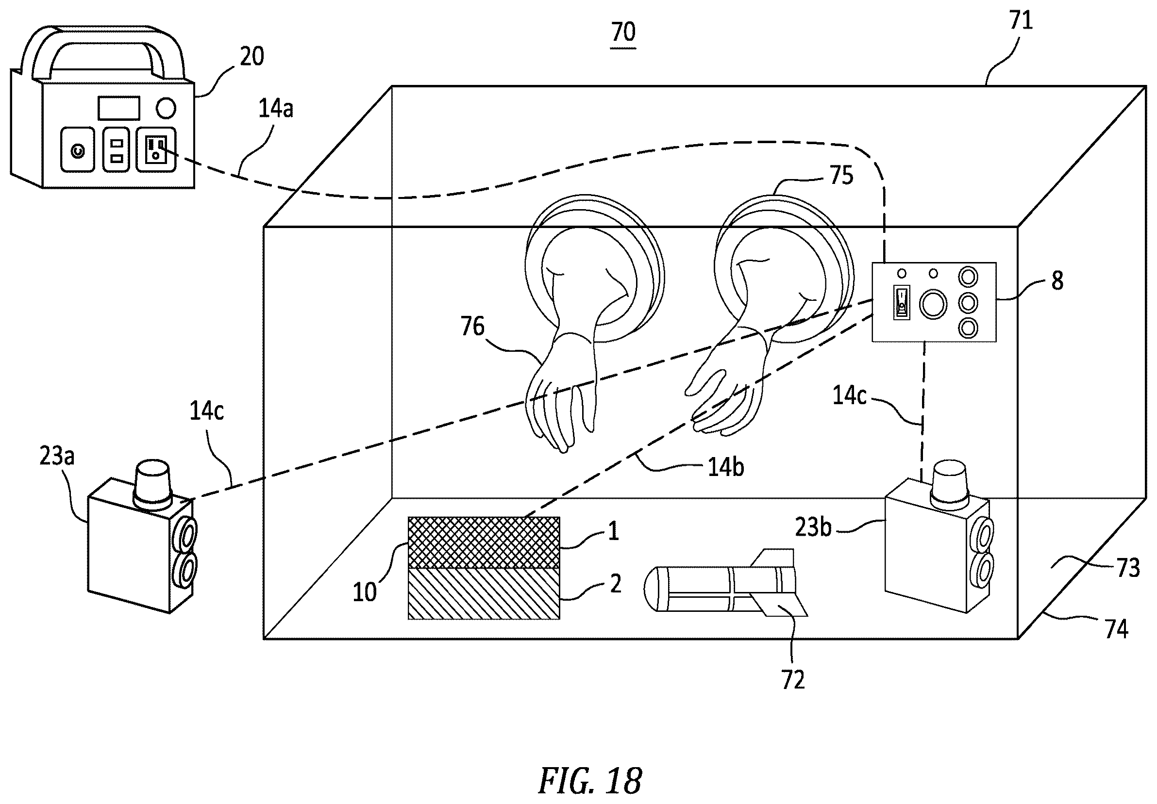 Patent US12496474 Figure 15 – Maskless respiratory and eye protection device for aerosols and vapors including chemical, biological, radiological, and nuclear (CBRN) contaminants