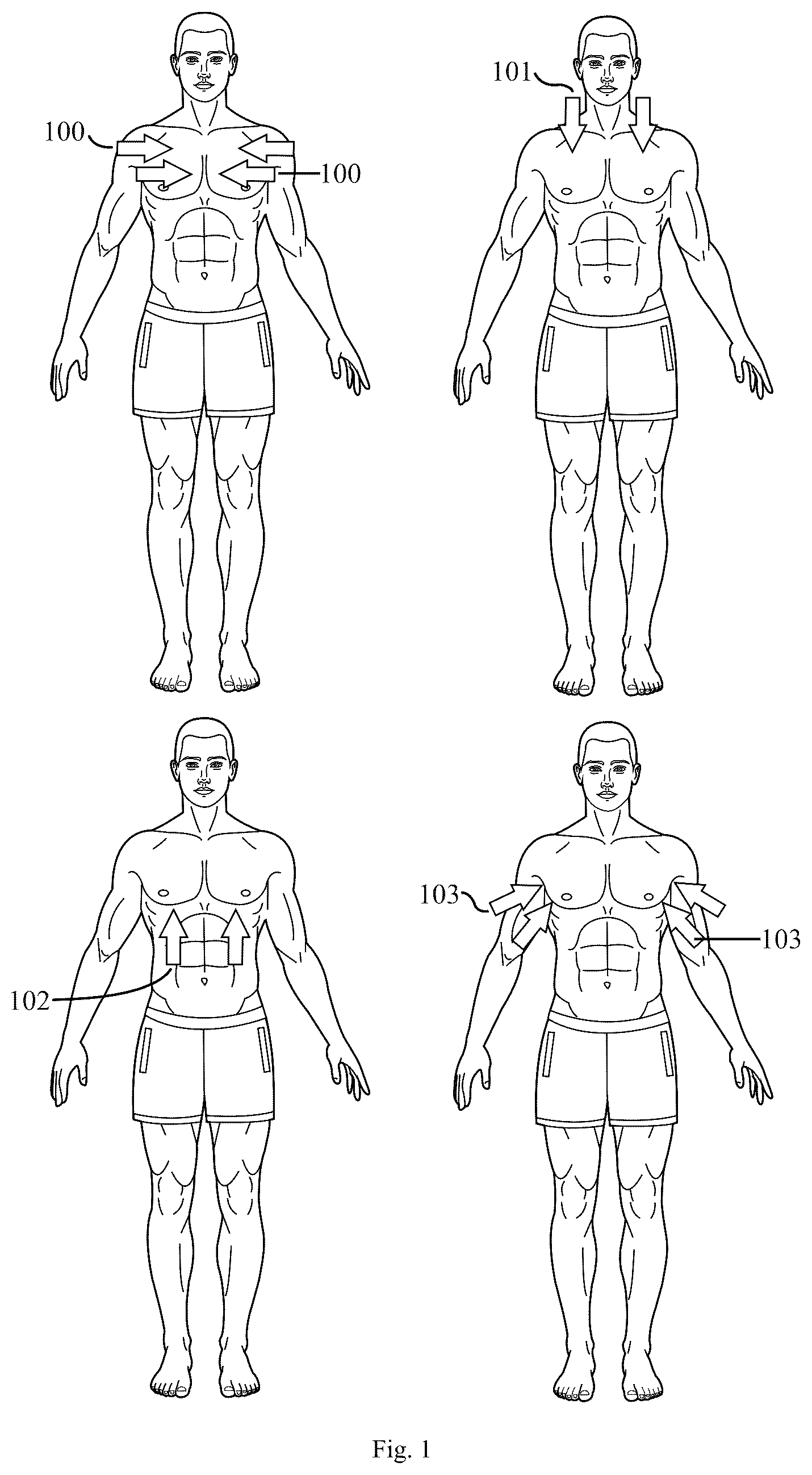 Patent US12496487 Figure 1 – Plate squeeze chest press