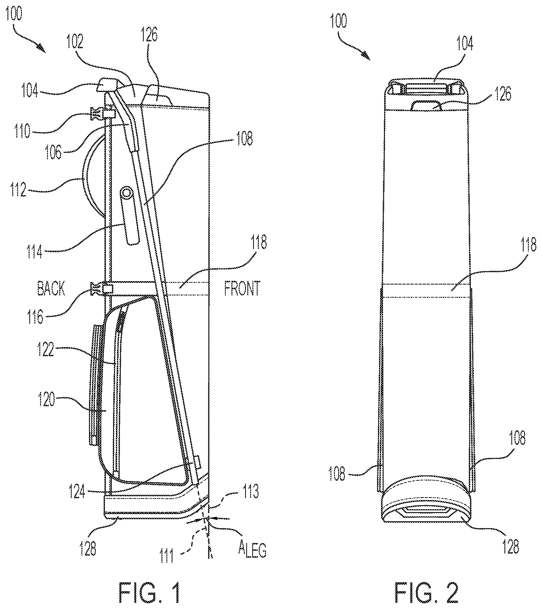 Patent US12496501 Figure 1 – Lightweight golf bag with a top cuff actuator mechanism