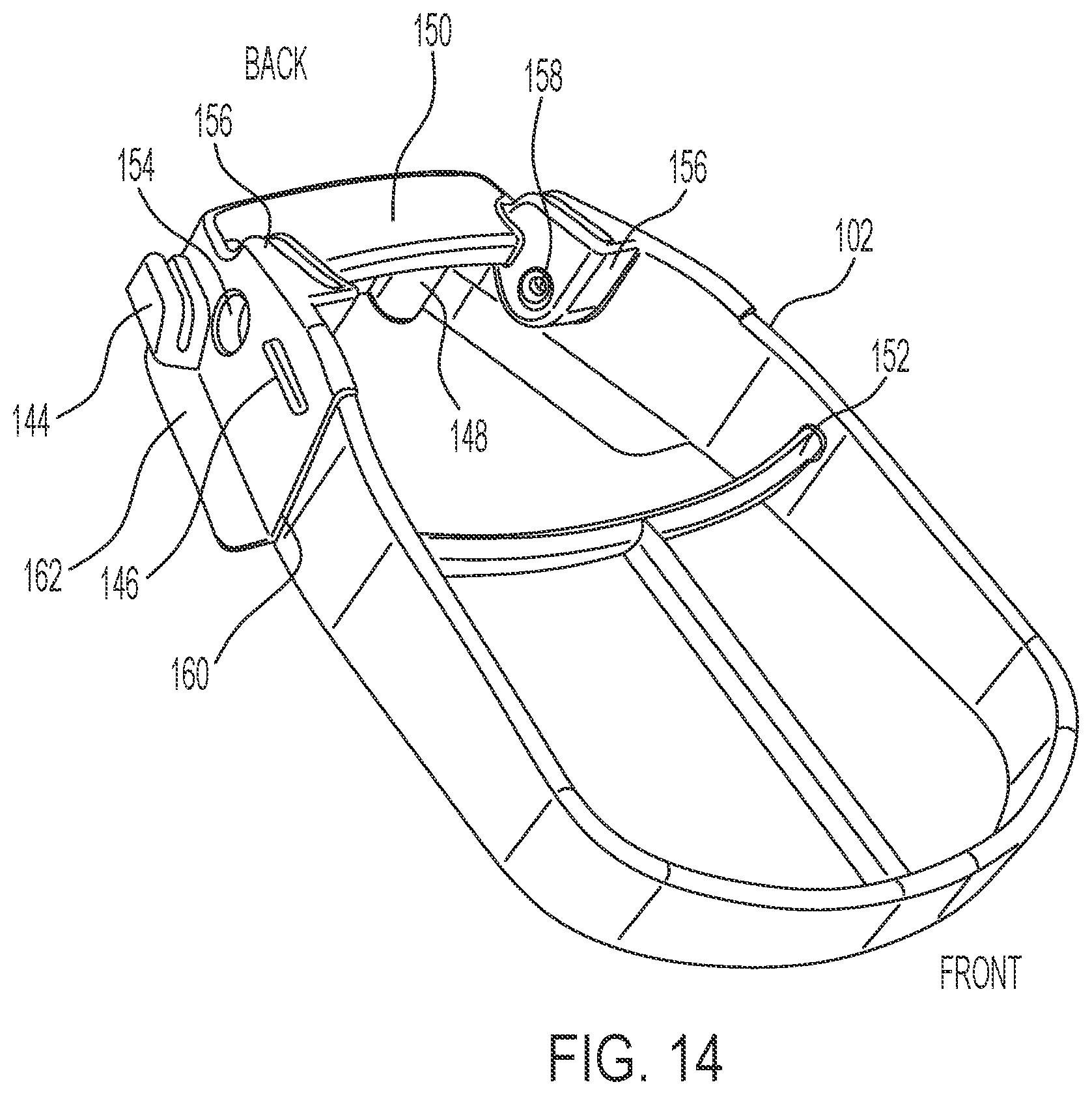 Patent US12496501 Figure 8 – Lightweight golf bag with a top cuff actuator mechanism