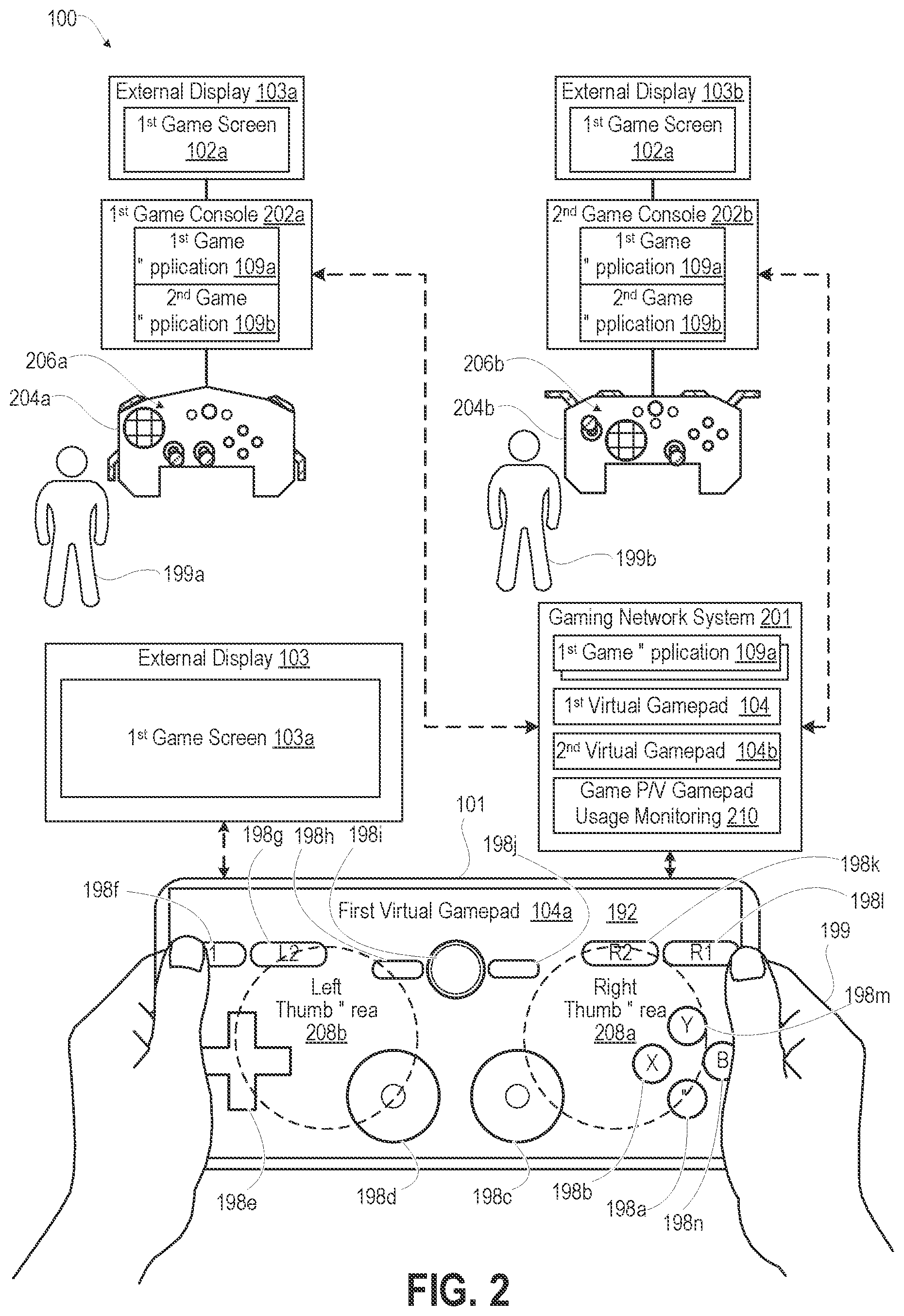 Patent US12496513 Figure 2 – Touch screen display game controller customized per game application in response to control usage