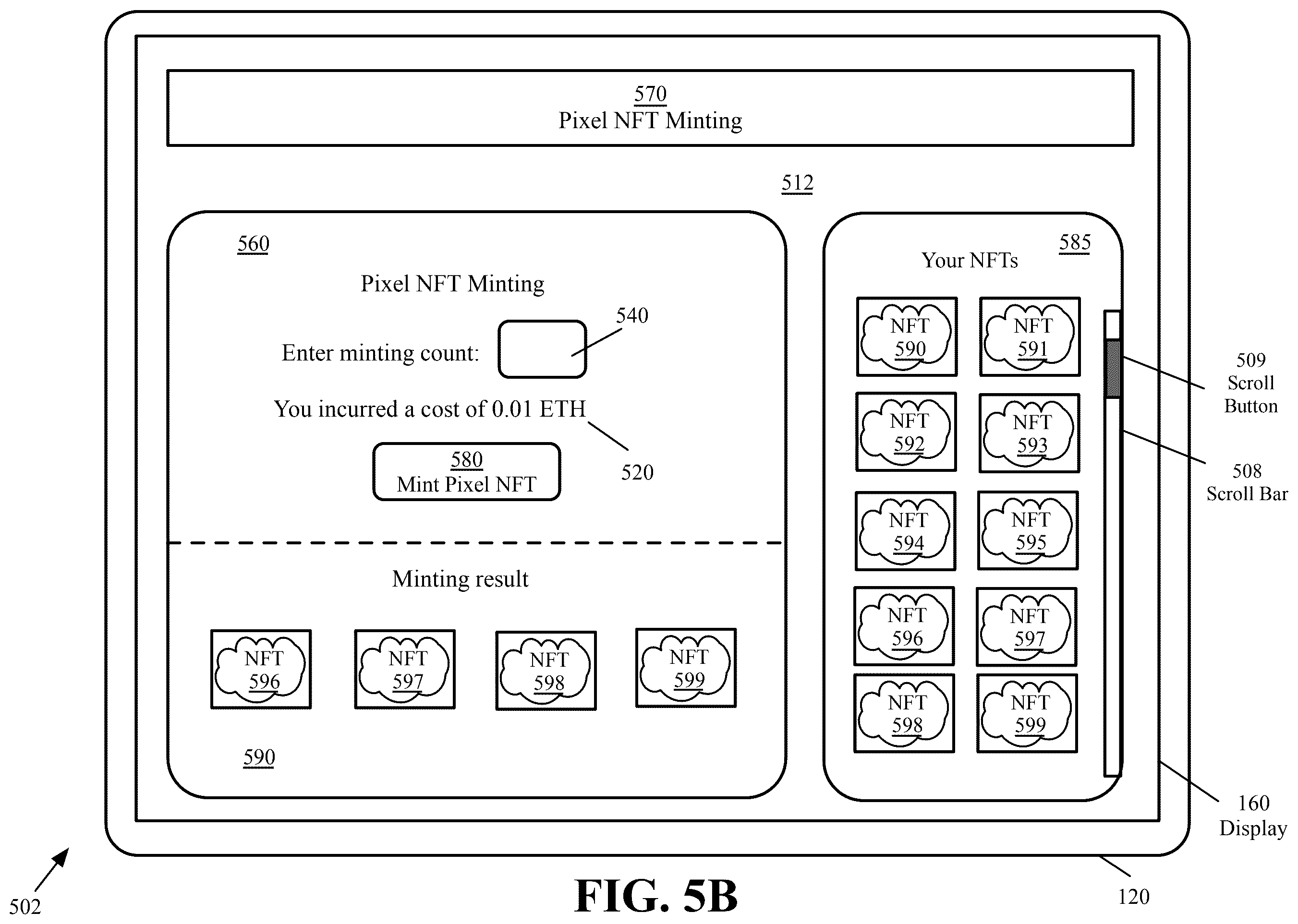Patent US12496526 Figure 8 – Image drawing non-fungible token video game
