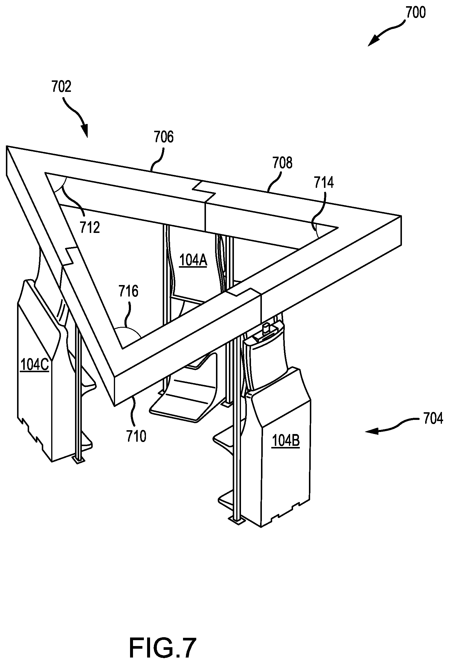 Patent US12496530 Figure 7 – Overhead display having concentric inner and outer displays and associated systems and methods