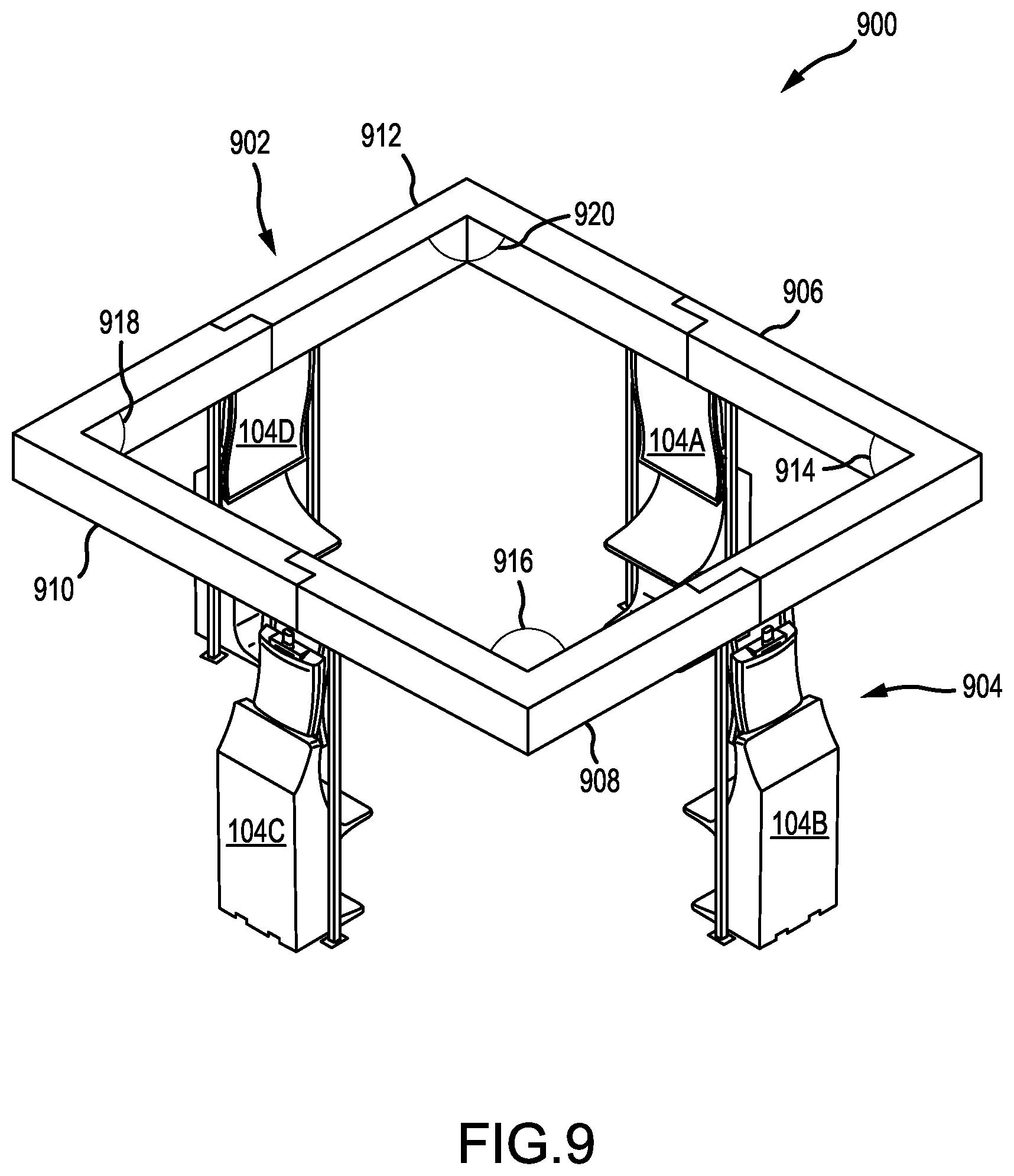 Patent US12496530 Figure 9 – Overhead display having concentric inner and outer displays and associated systems and methods