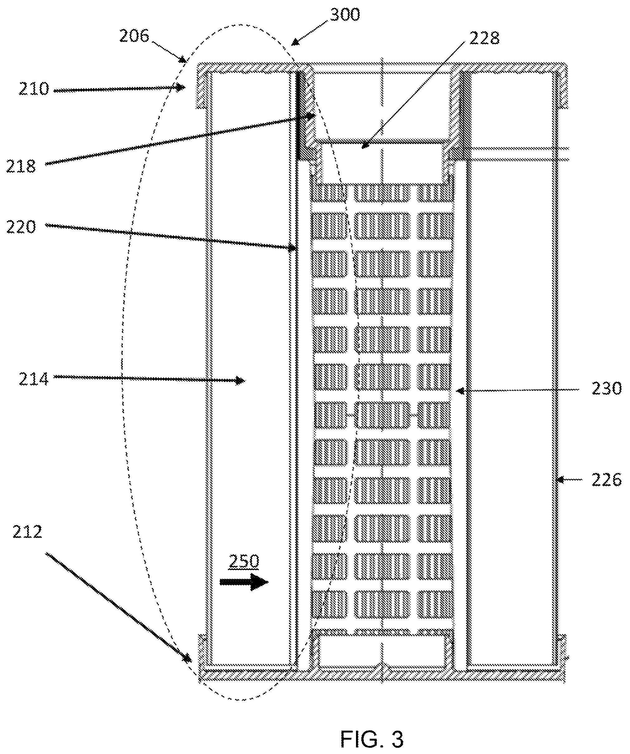 Patent US12496539 Figure 4 – Filter element with self-contained electrostatic buildup protection