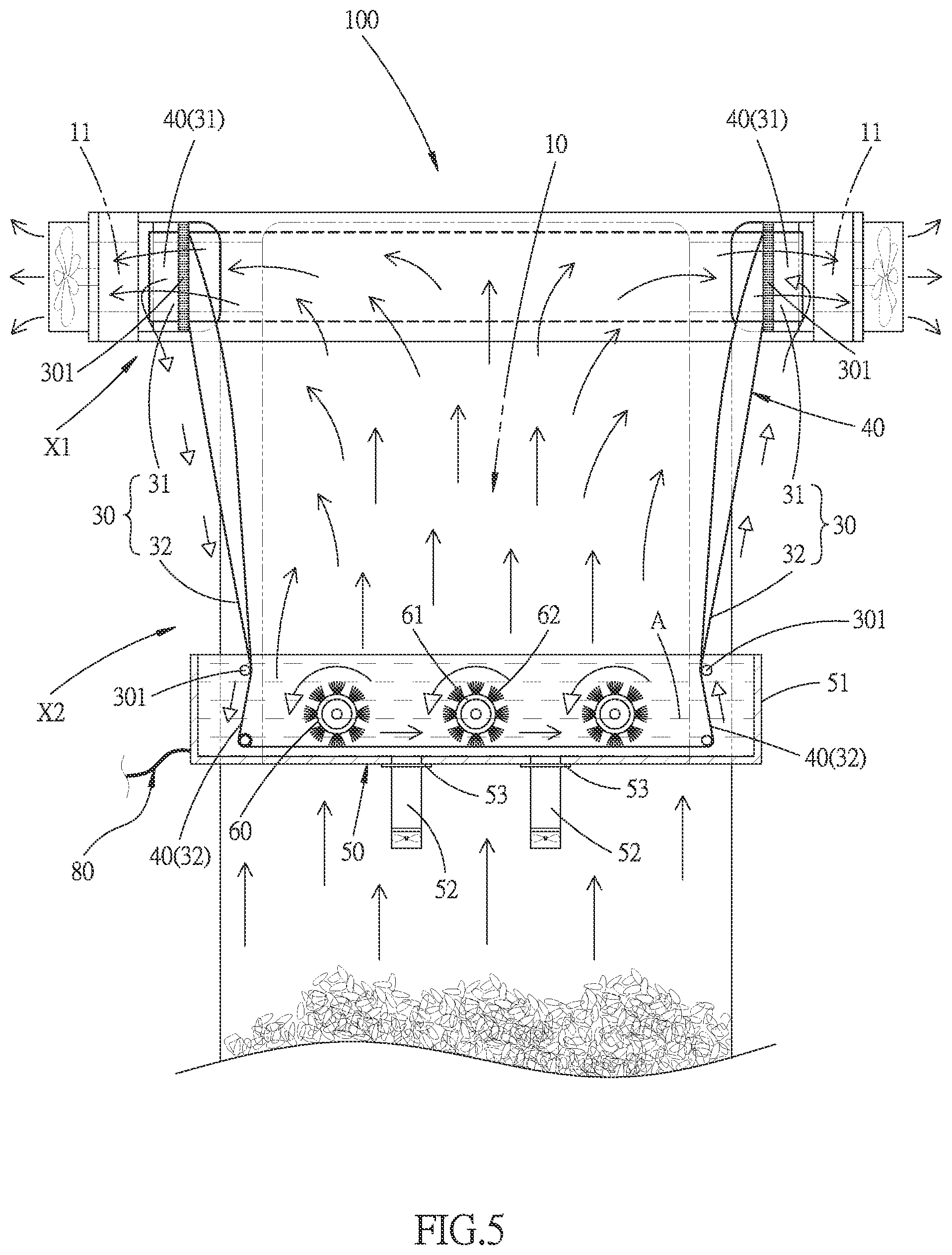 Patent US12496545 Figure 5 – Exhaust gas emission circulation filtering apparatus for air pollution prevention
