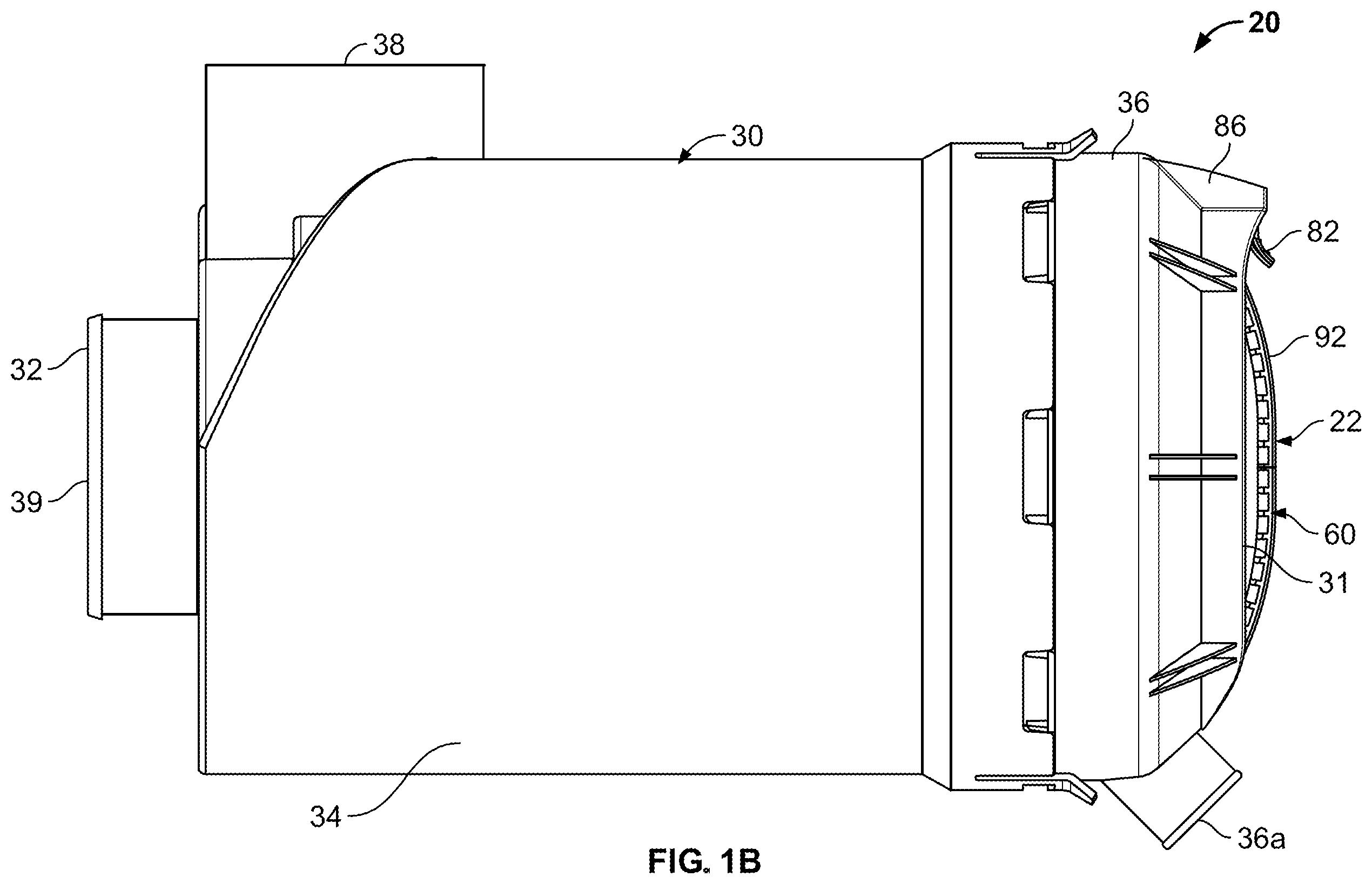 Patent US12496546 Figure 2 – Filter element with closed endcap forming a seal positioned at different axial distances