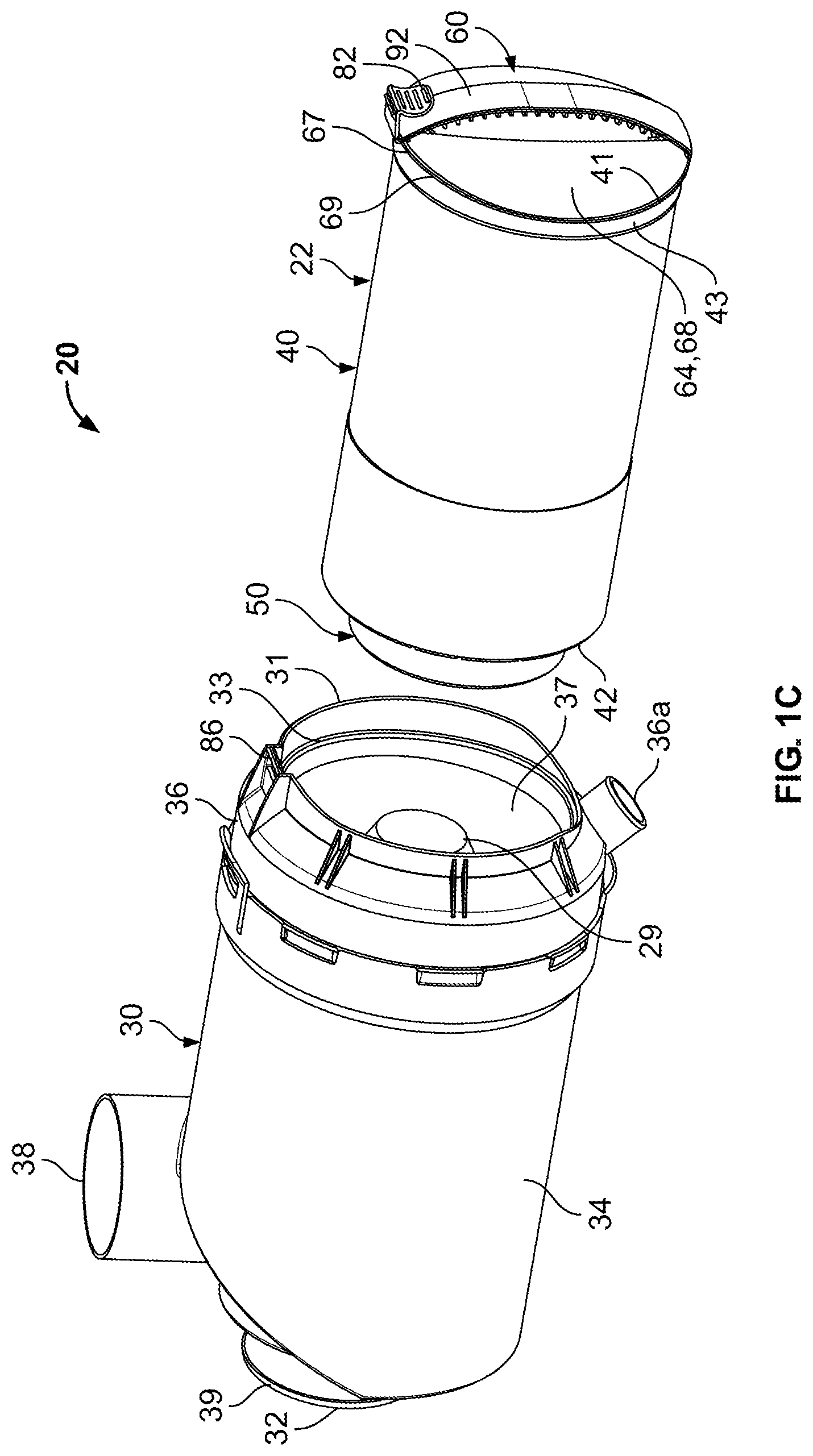 Patent US12496546 Figure 3 – Filter element with closed endcap forming a seal positioned at different axial distances