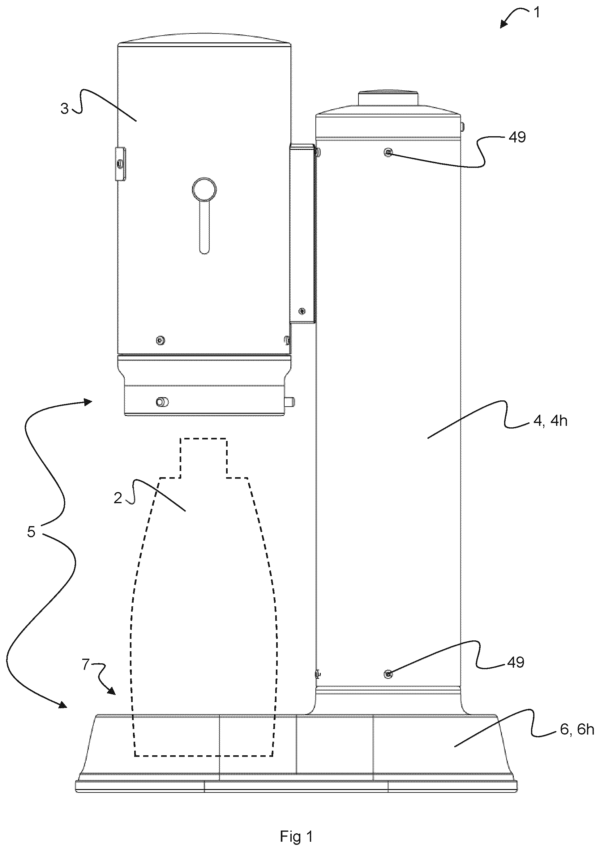 Patent US12496559 Figure 1 – Carbonator with guiding assembly