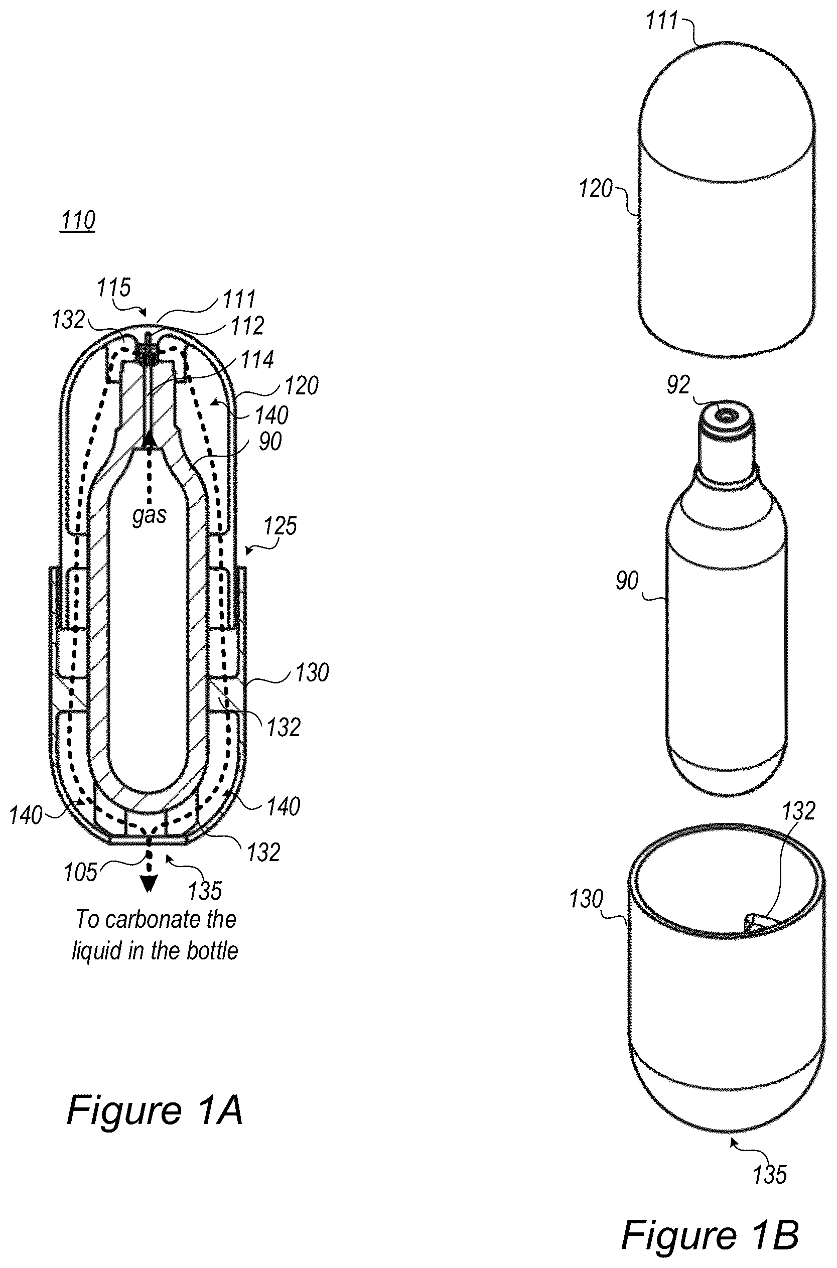 Patent US12496560 Figure 1 – On-the-go carbonation