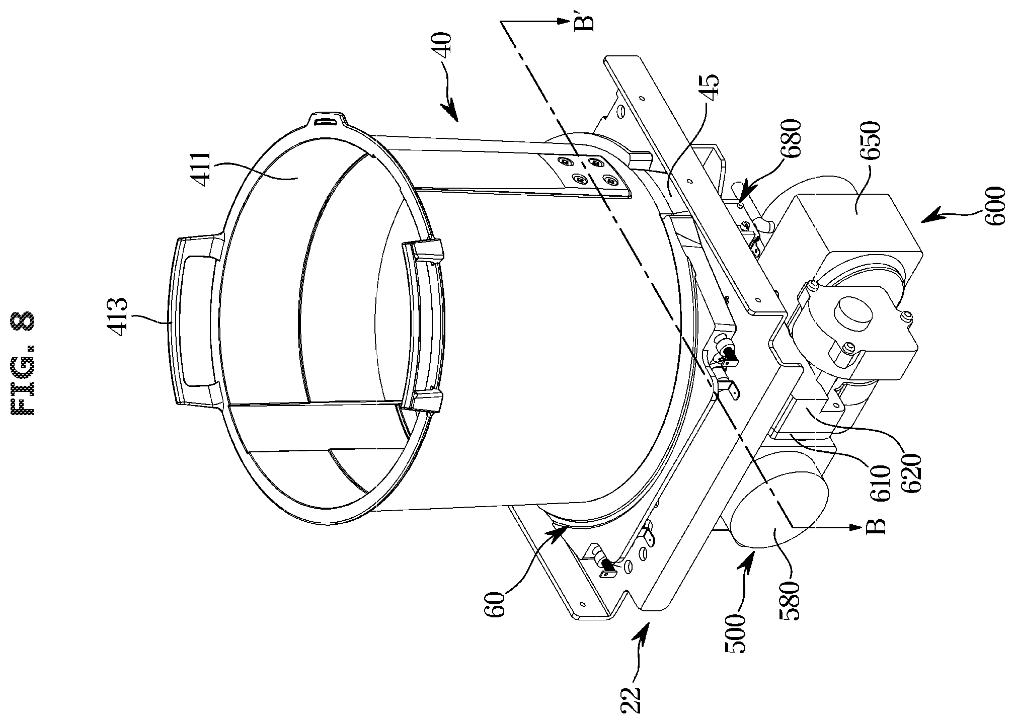 Patent US12496588 Figure 8 – Food waste disposer