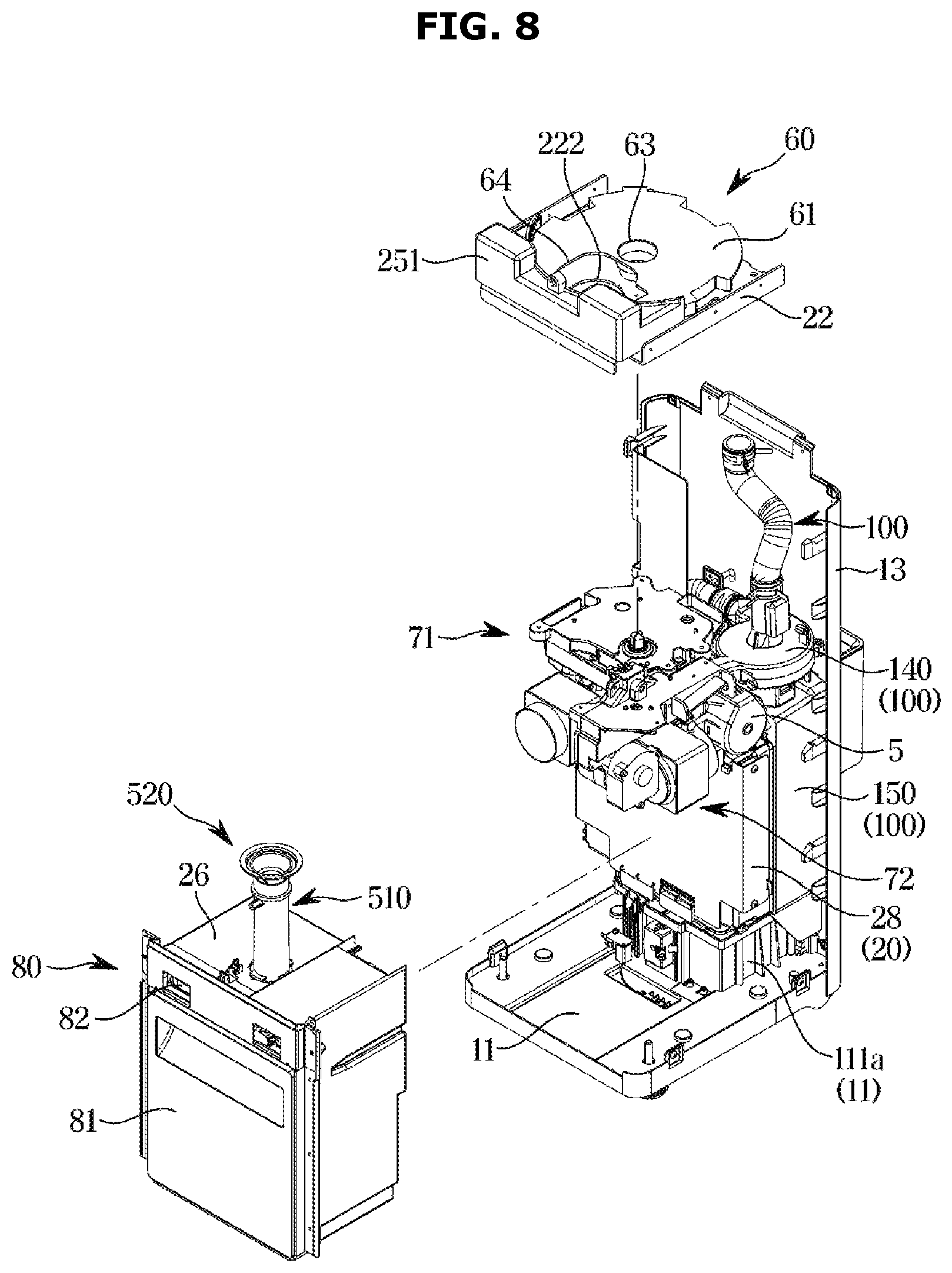 Patent US12496589 Figure 8 – Food waste disposer