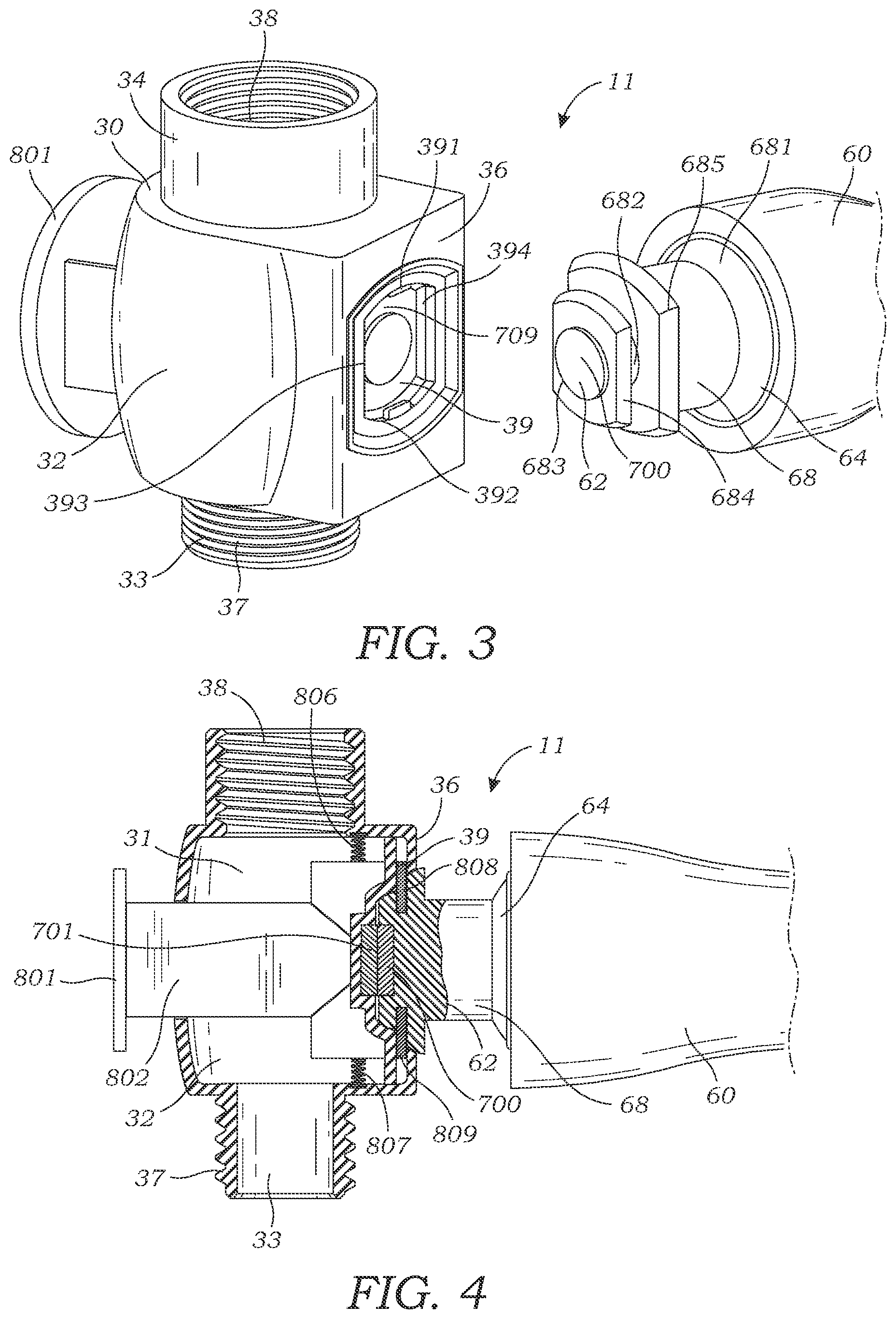Patent US12496597 Figure 3 – Showerhead with adapter assembly