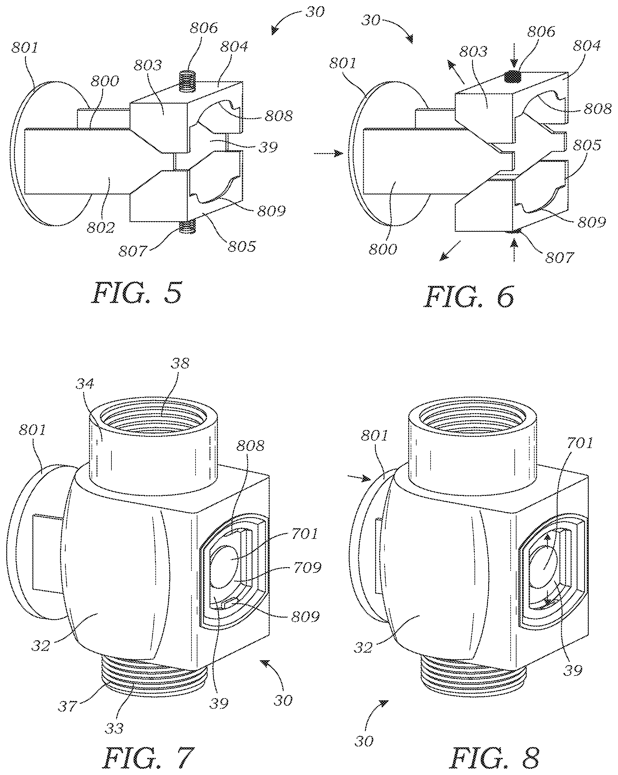 Patent US12496597 Figure 4 – Showerhead with adapter assembly